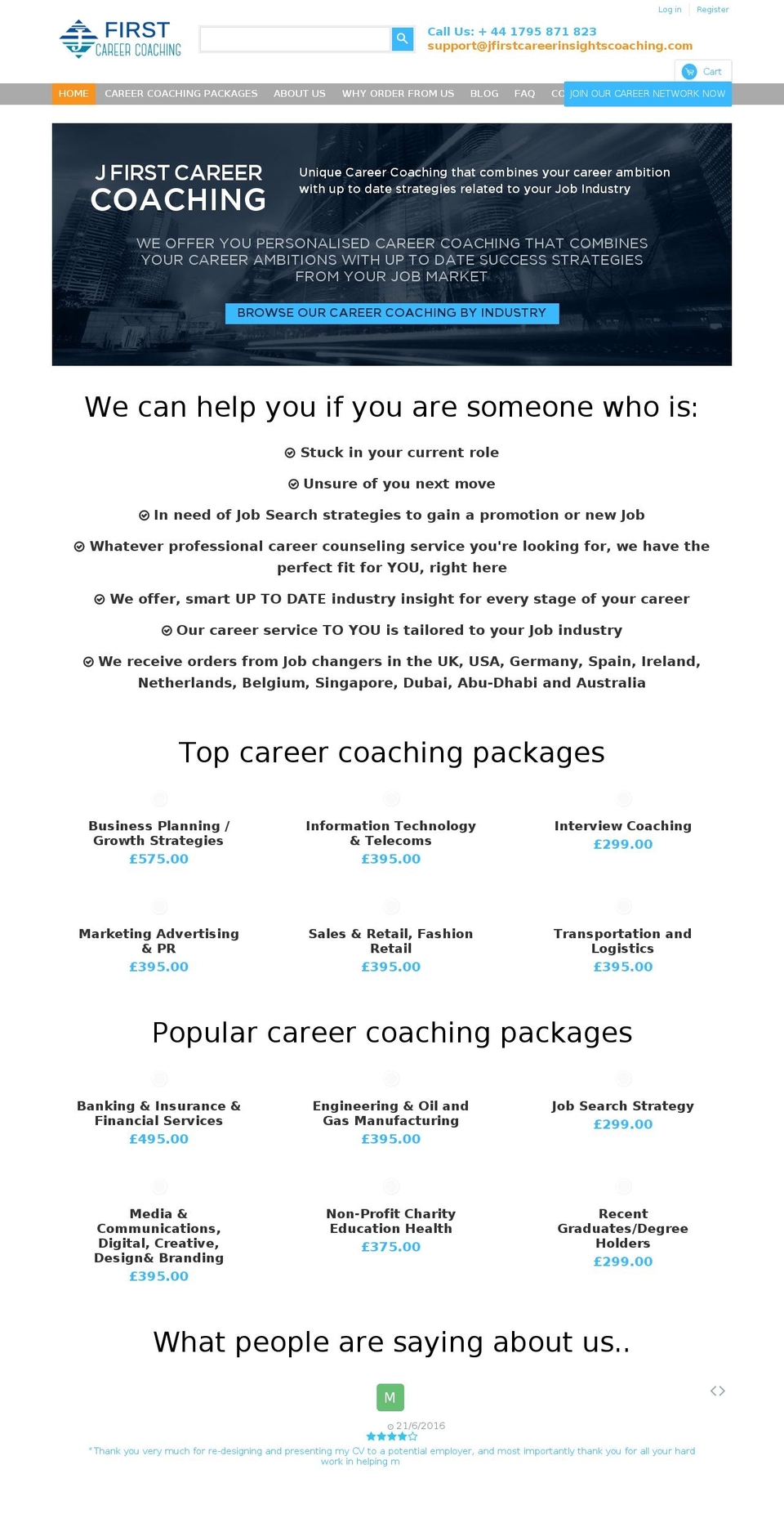 jfirstcareerinsightscoaching.com — Shopify storefront screenshot