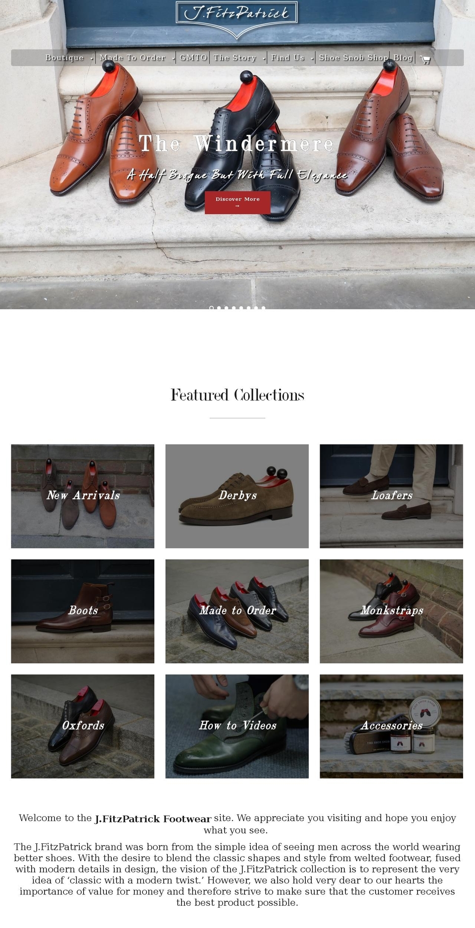 jfitzpatrickfootwear.com shopify website screenshot