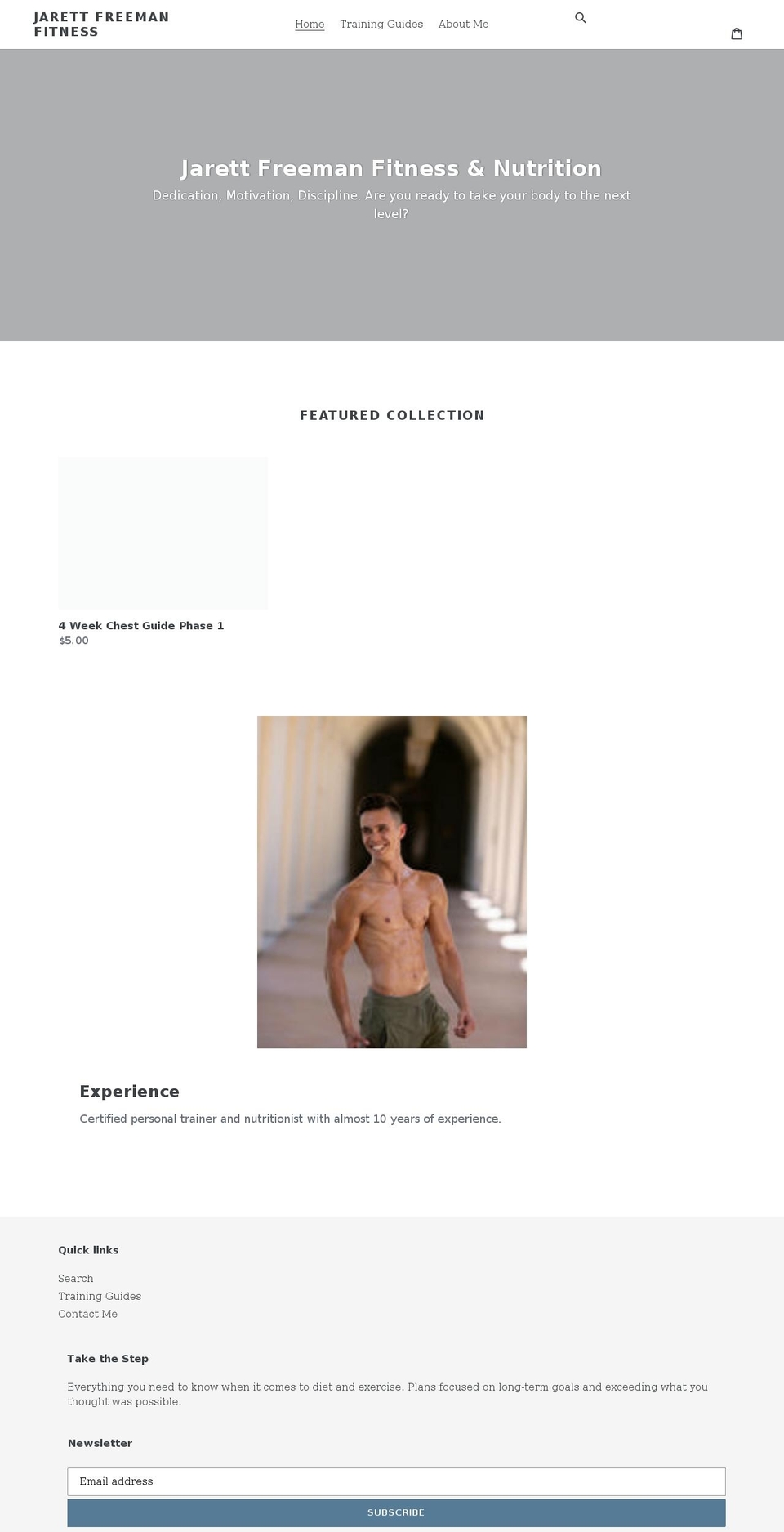 jfreemanfitness.com shopify website screenshot