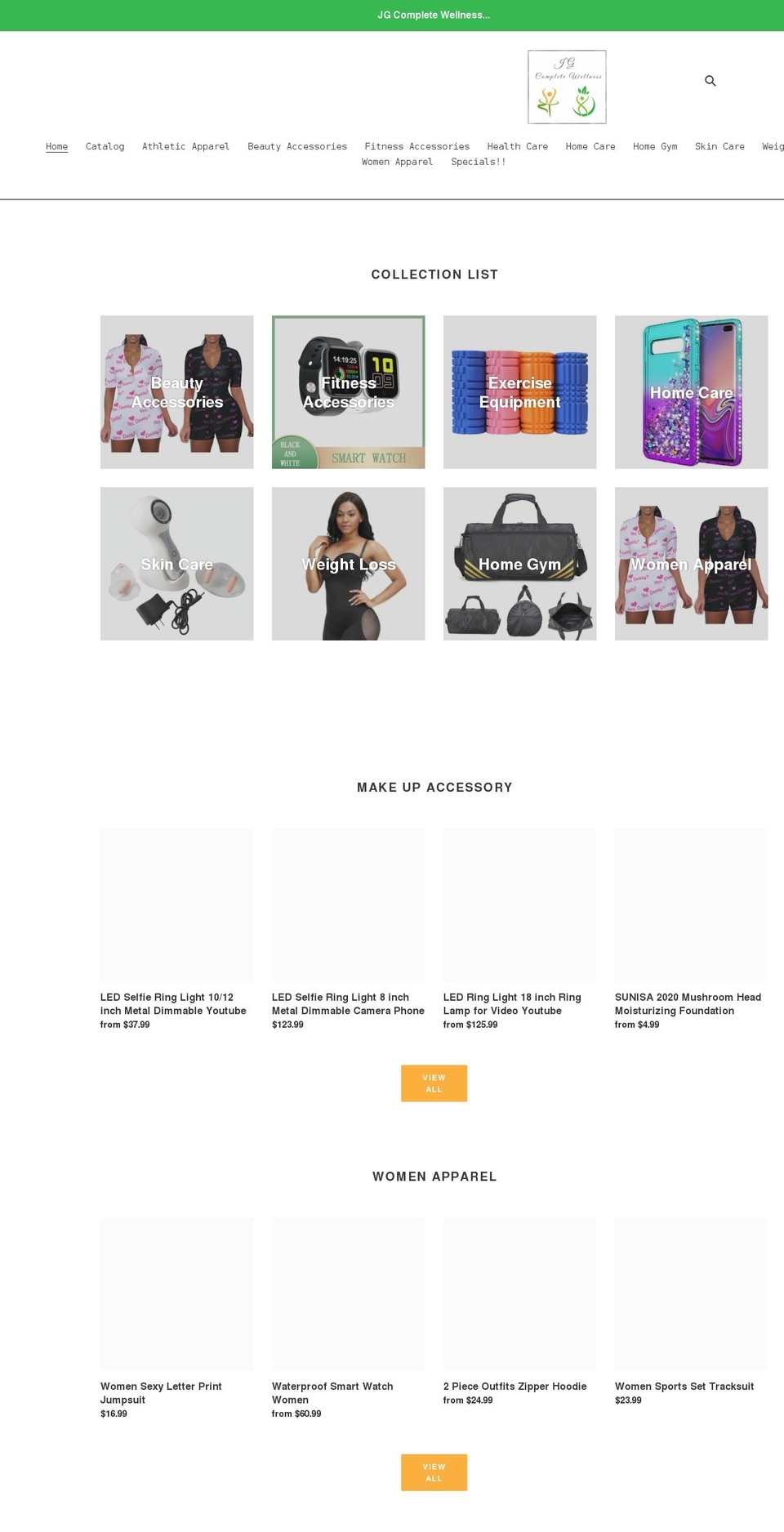 jgcompletewellness.com shopify website screenshot