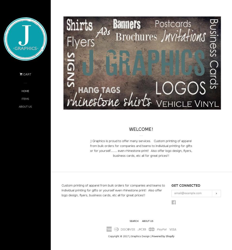 jgraphicsdesigns.com shopify website screenshot