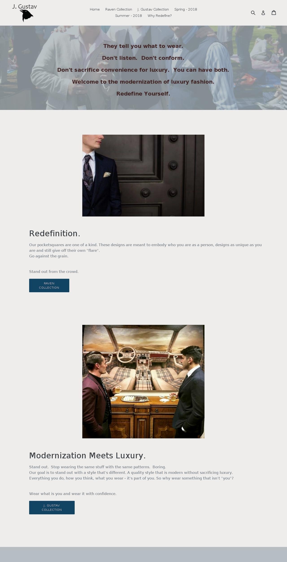 jgustav.com — Shopify storefront screenshot