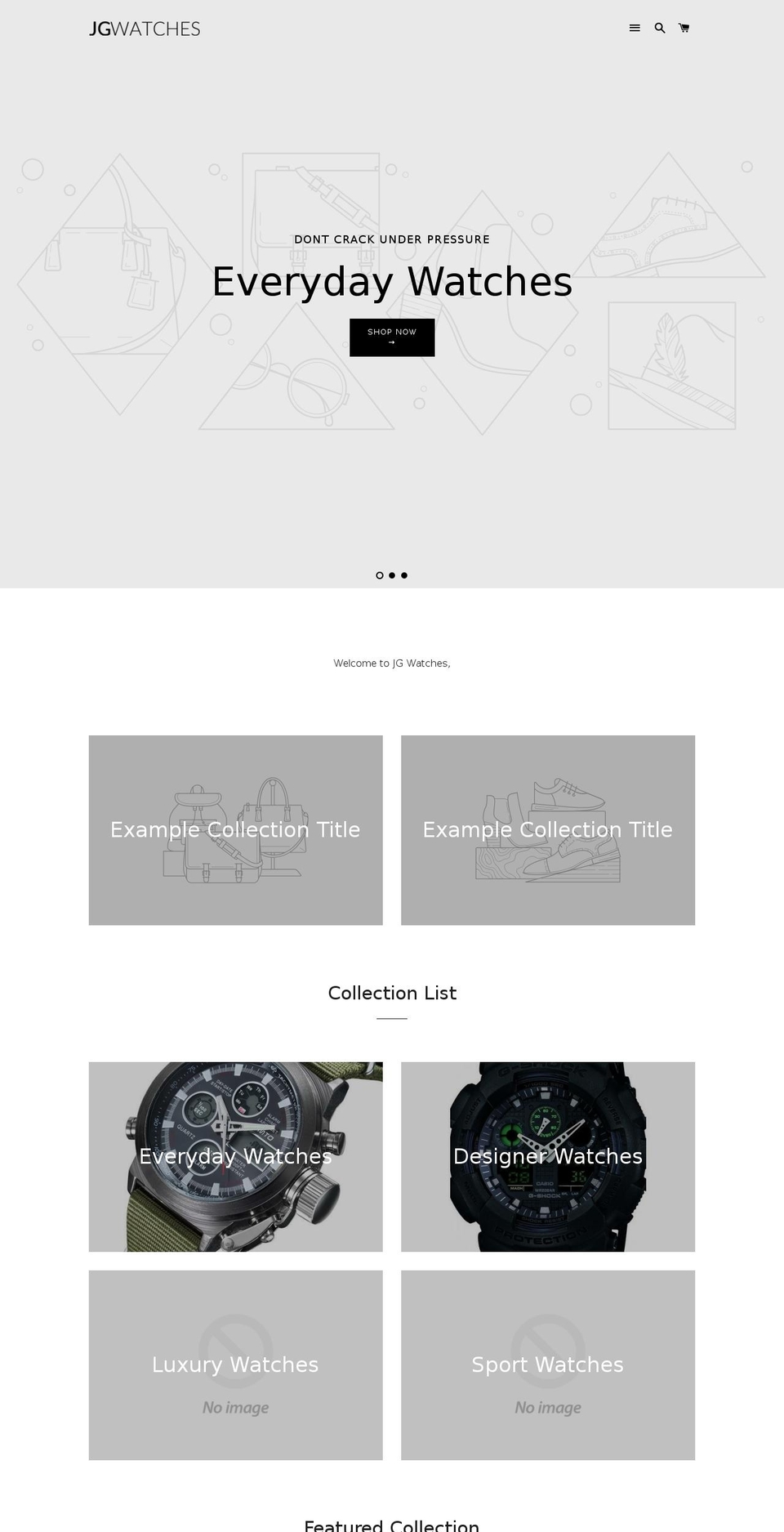 jgwatches.com shopify website screenshot