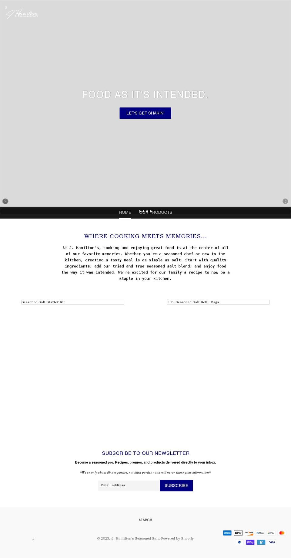jhamiltons.com shopify website screenshot