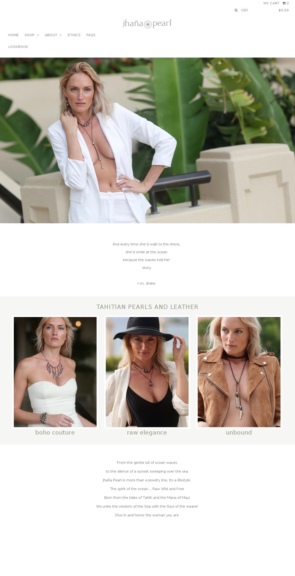 jhanapearl.com shopify website screenshot