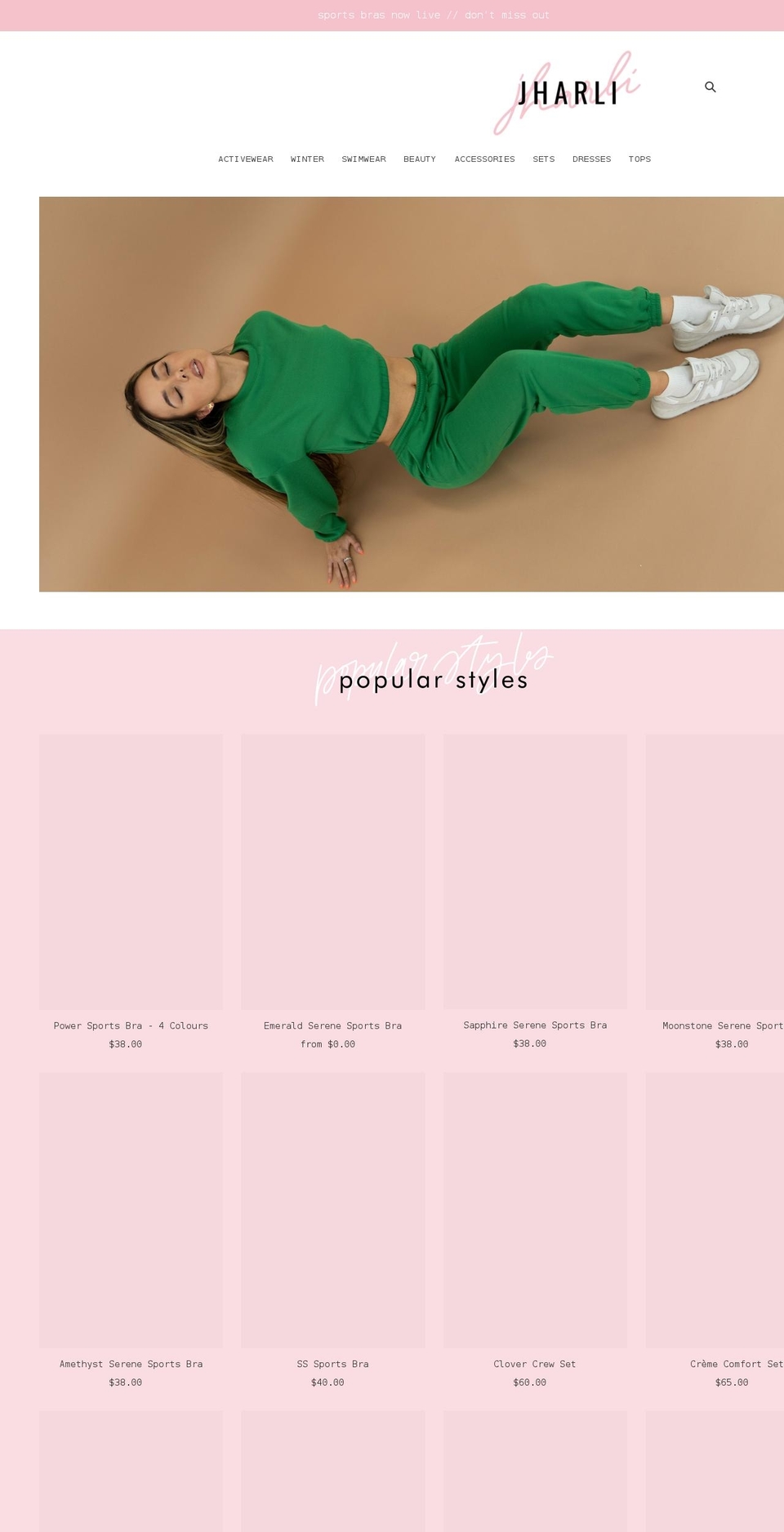 jharli.com shopify website screenshot