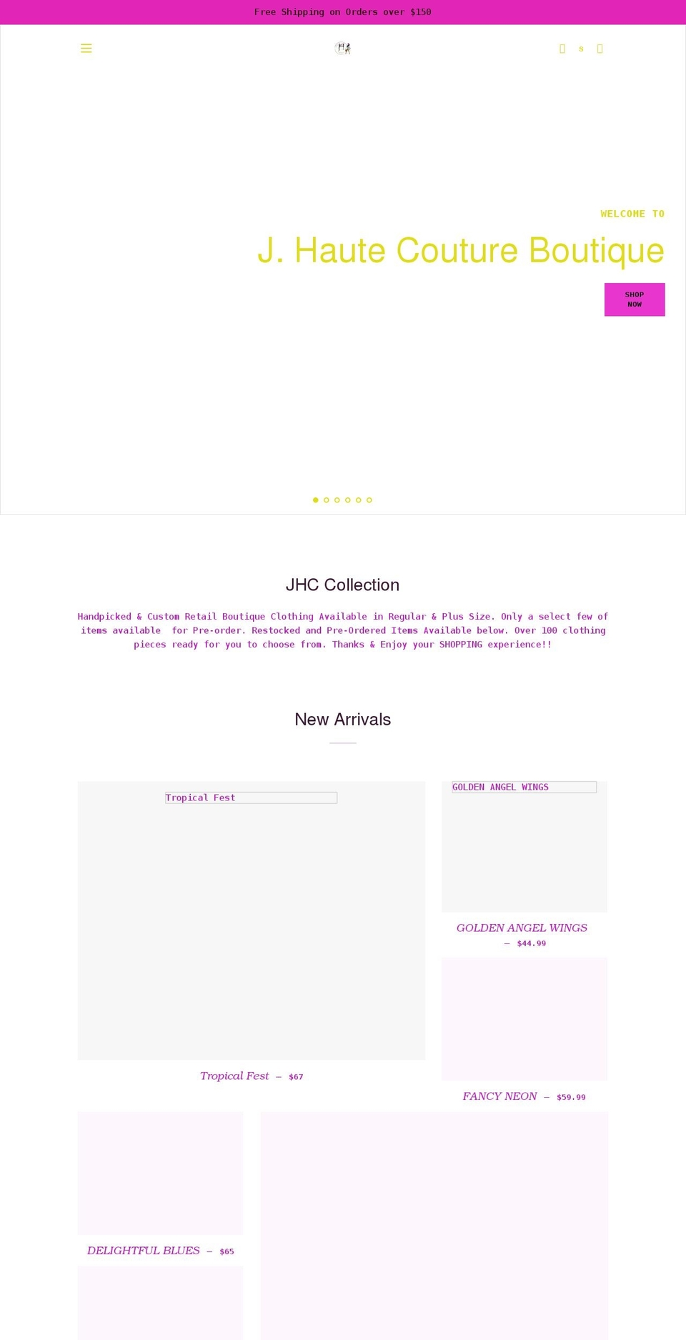 jhautecouture.com shopify website screenshot
