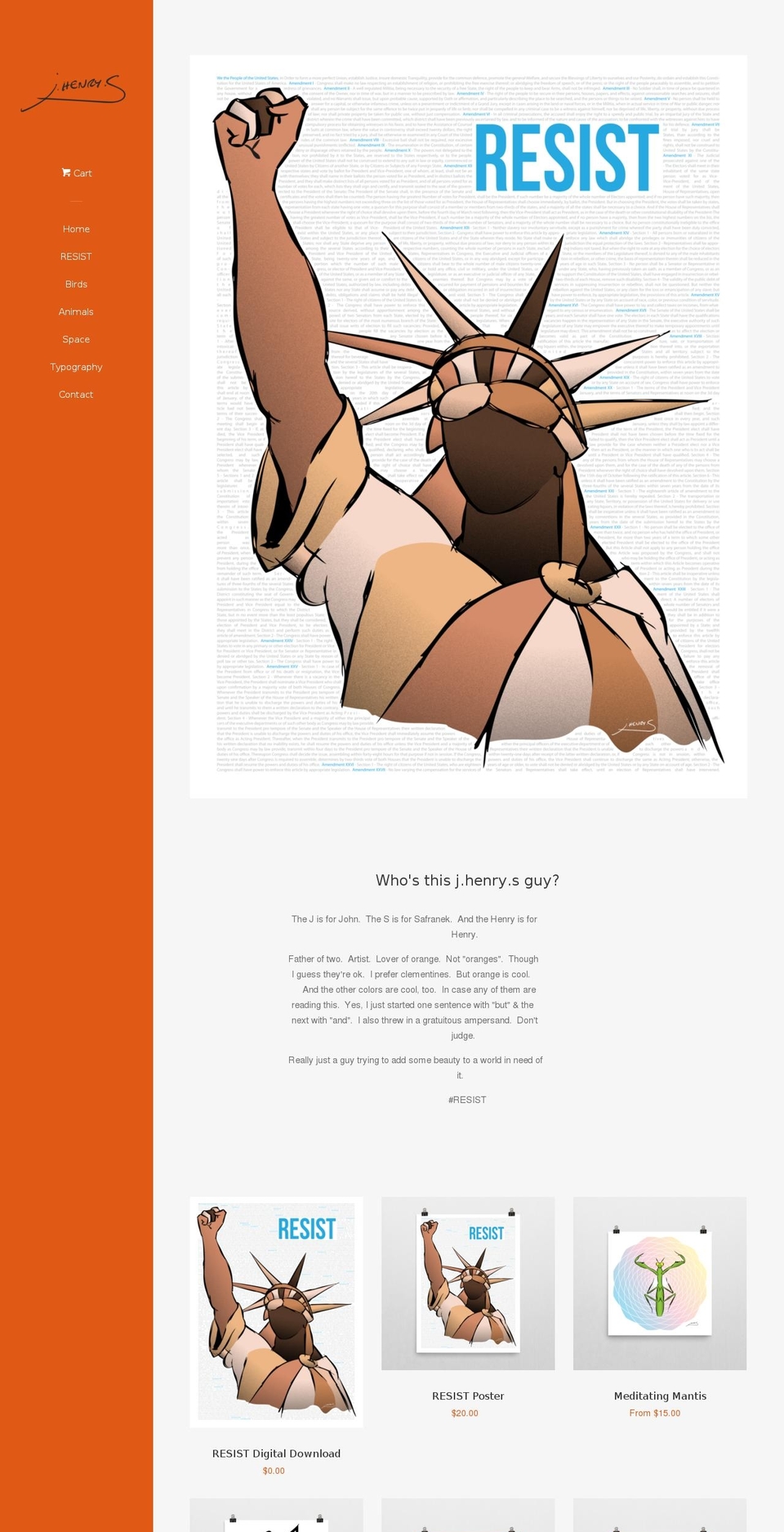 jhenrys.org shopify website screenshot