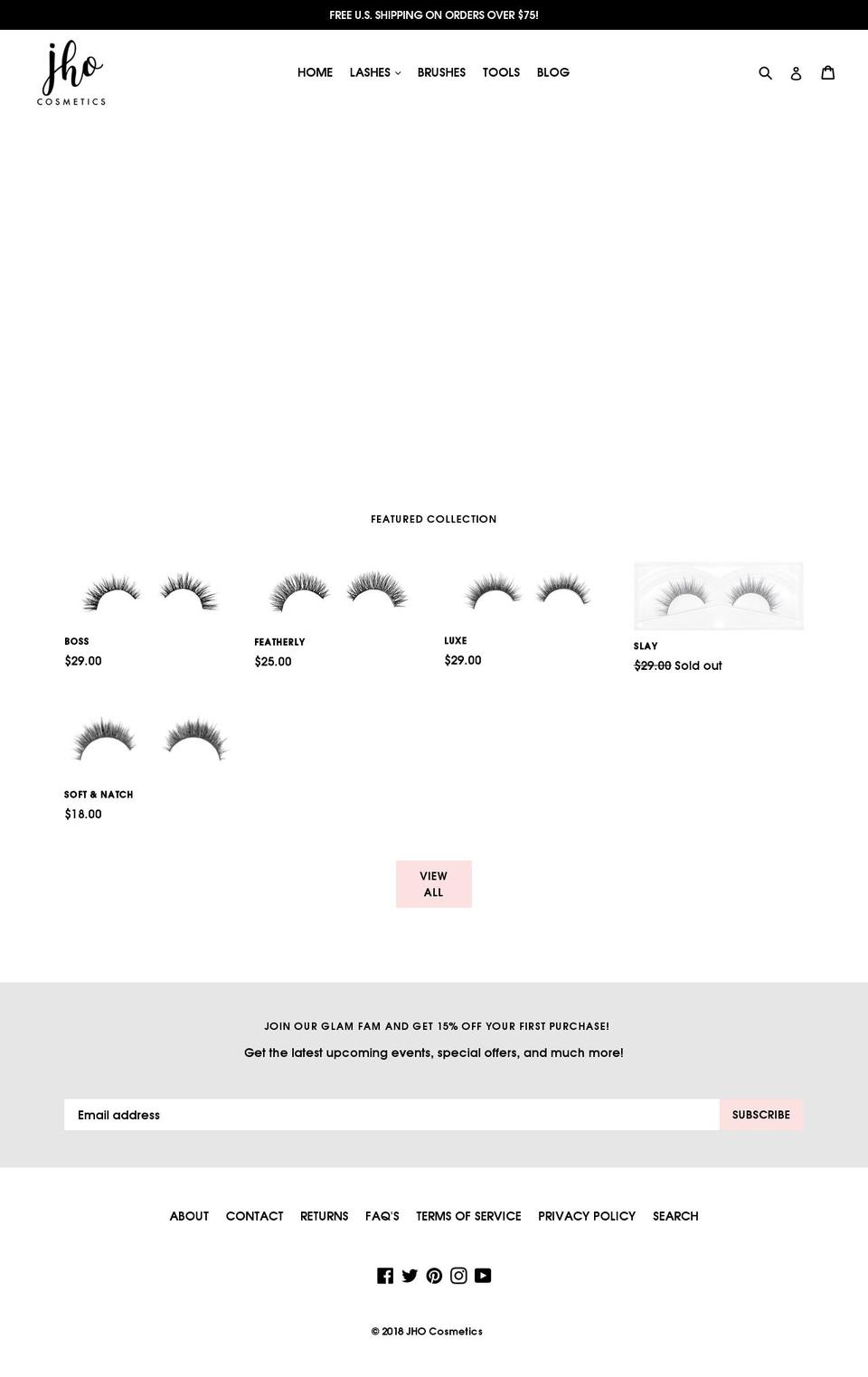 jhocosmetics.com — Shopify storefront screenshot