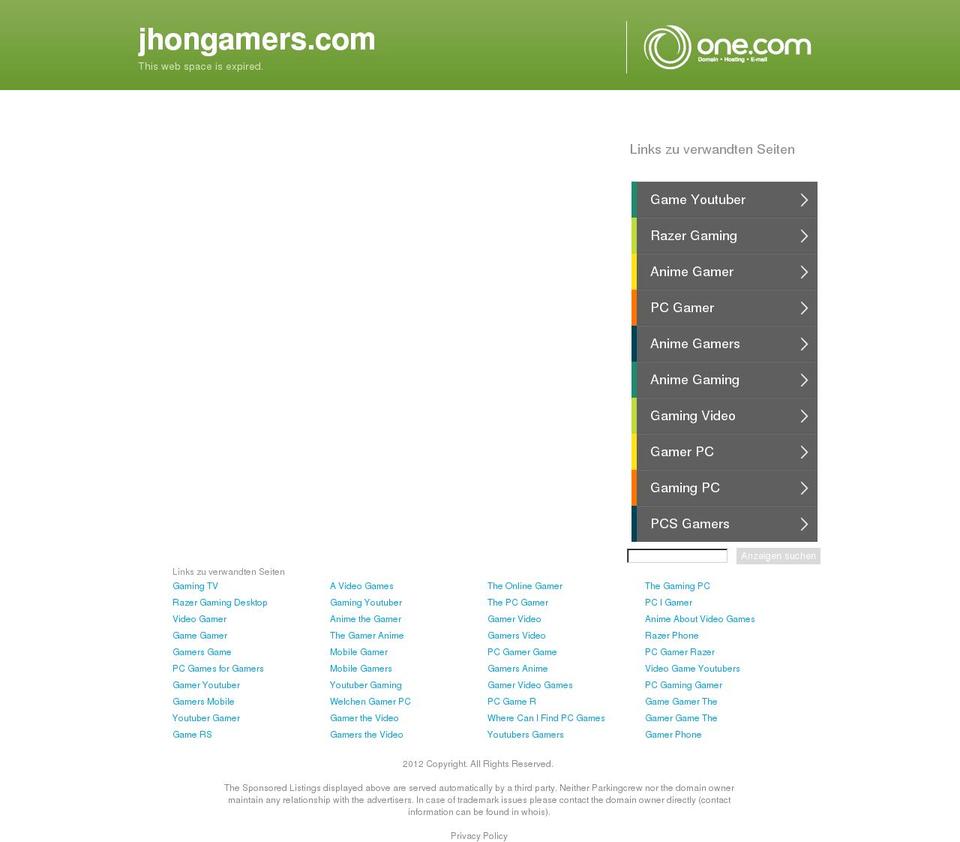 jhongamers.com shopify website screenshot