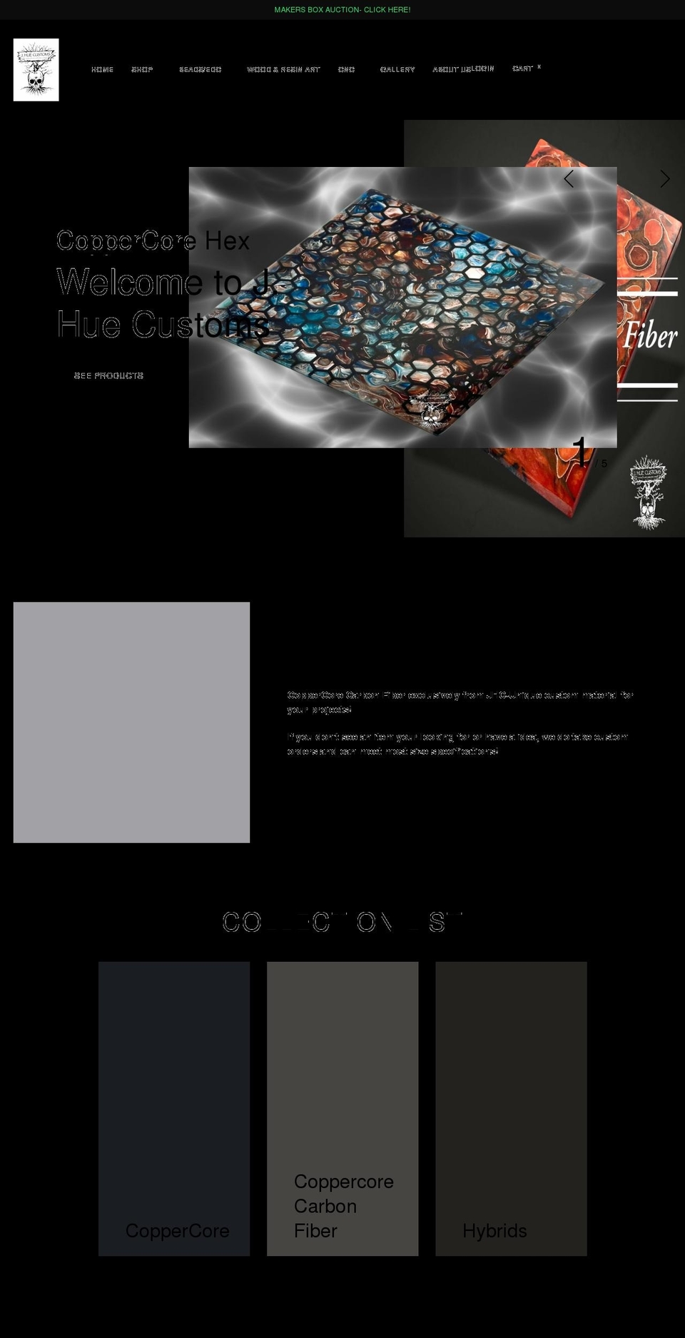 jhuecustoms.com shopify website screenshot