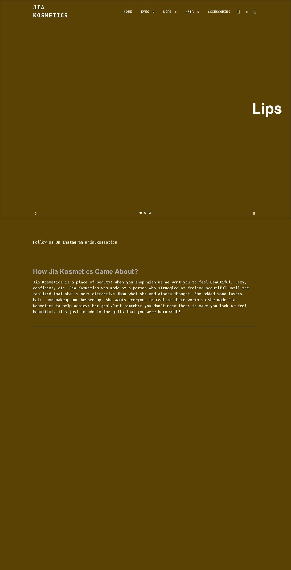 jiakosmetics.com shopify website screenshot