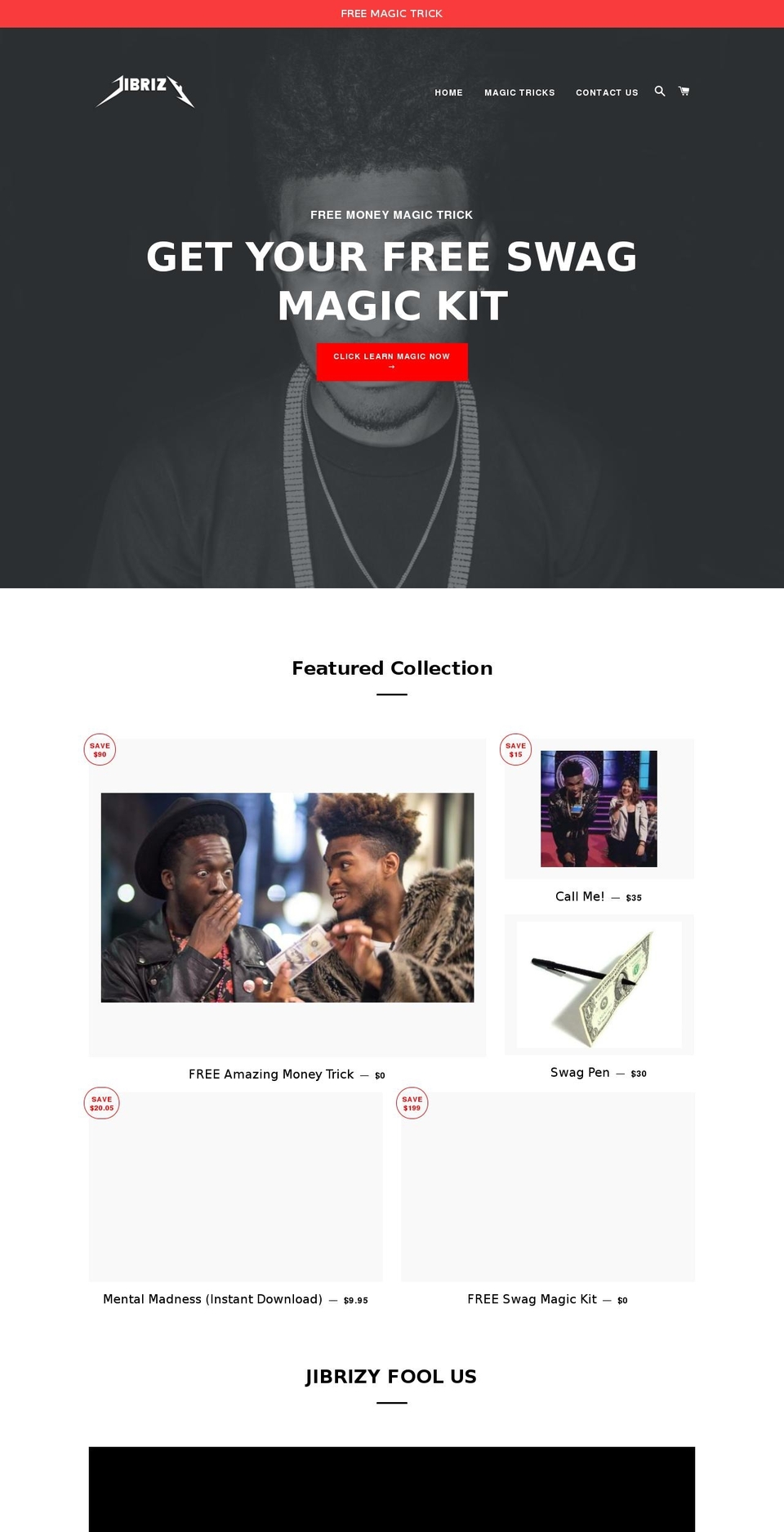 jibrizymagic.com shopify website screenshot