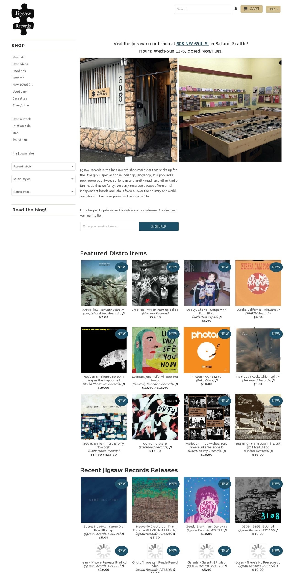 Simple Shopify theme site example jigsaw-records.com