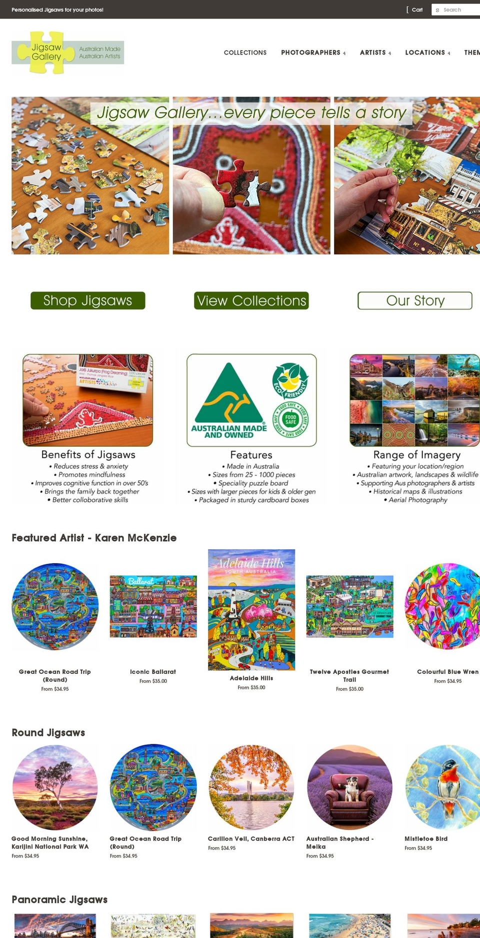 jigsawgallery.com.au shopify website screenshot