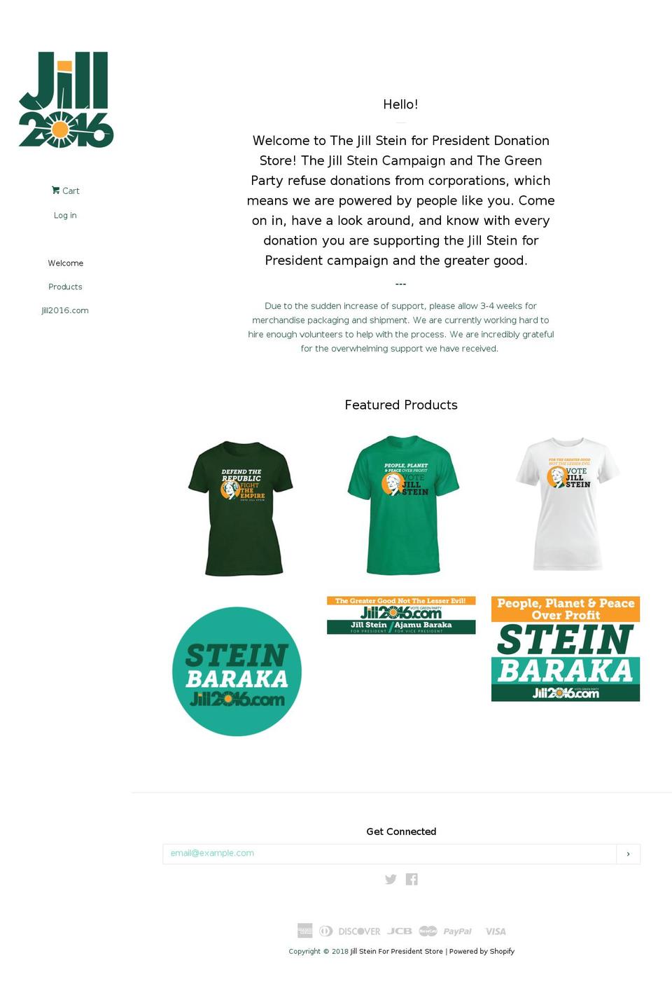 jill-stein-for-president-store.myshopify.com shopify website screenshot