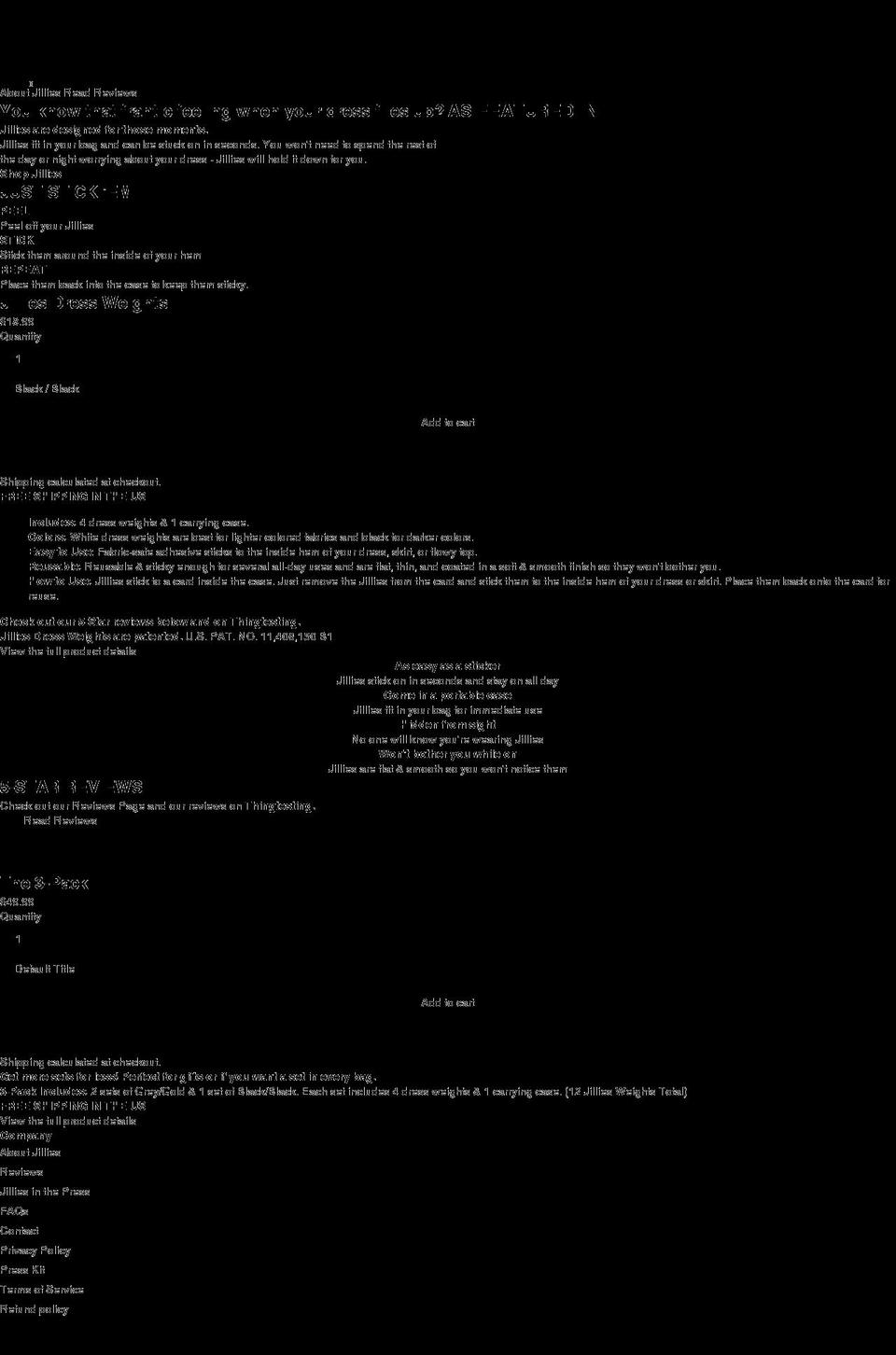 jilliesdressweights.com shopify website screenshot