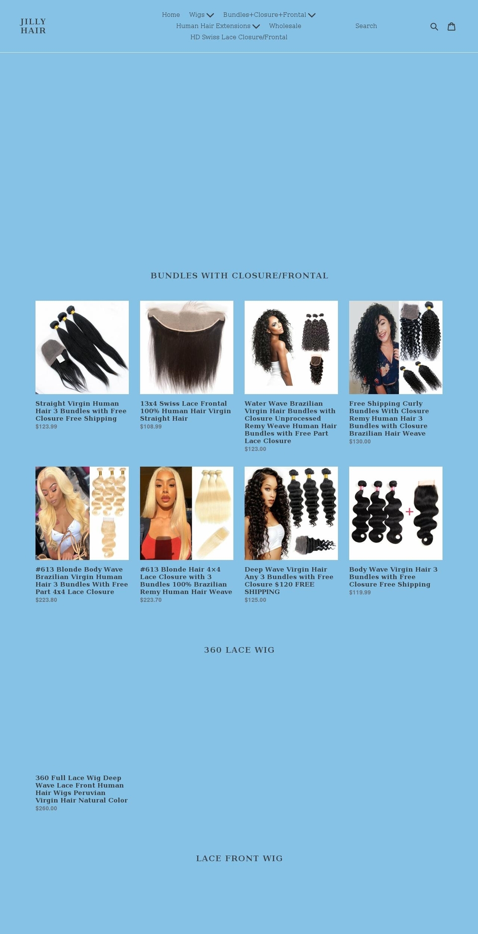 jillyhair.com shopify website screenshot