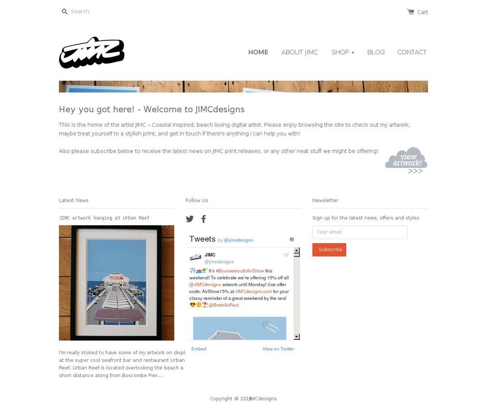 jimcdesigns.com — Shopify storefront screenshot