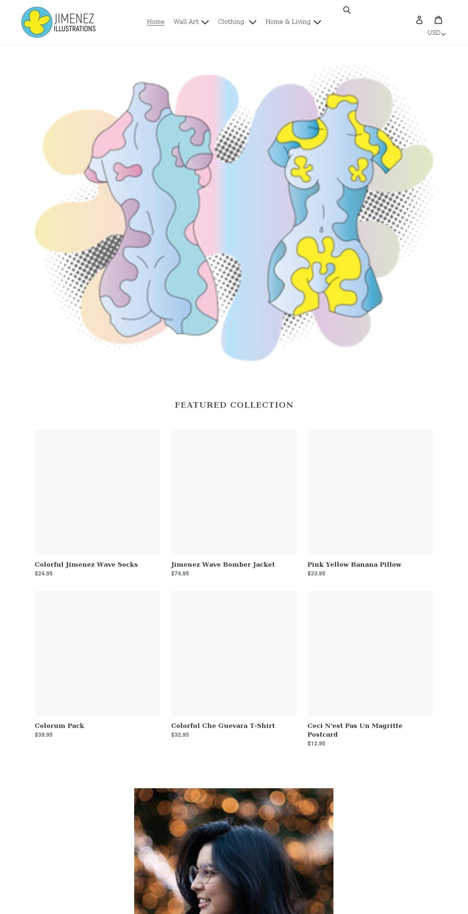 jimenez-illustrations.com shopify website screenshot