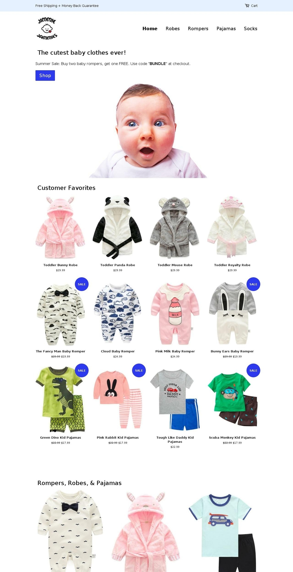 jimmiejammies.com — Shopify storefront screenshot