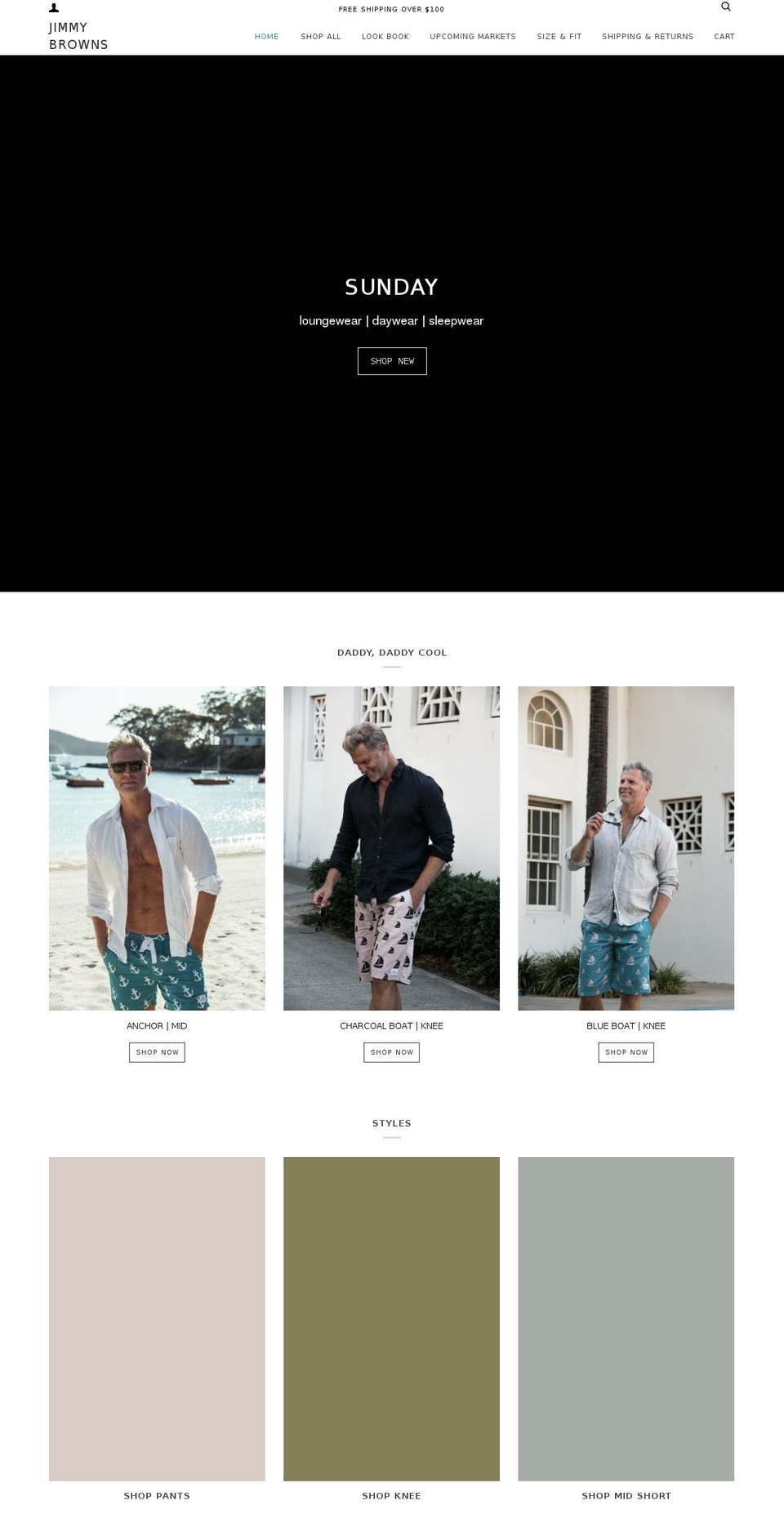 jimmybrowns.com.au shopify website screenshot