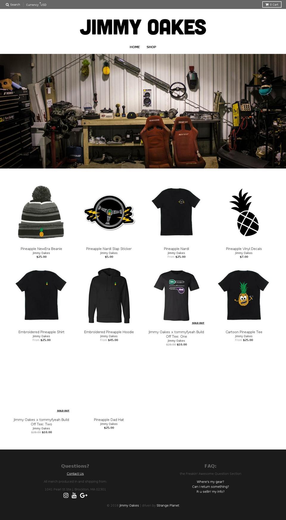 jimmyogarage.com — Shopify storefront screenshot