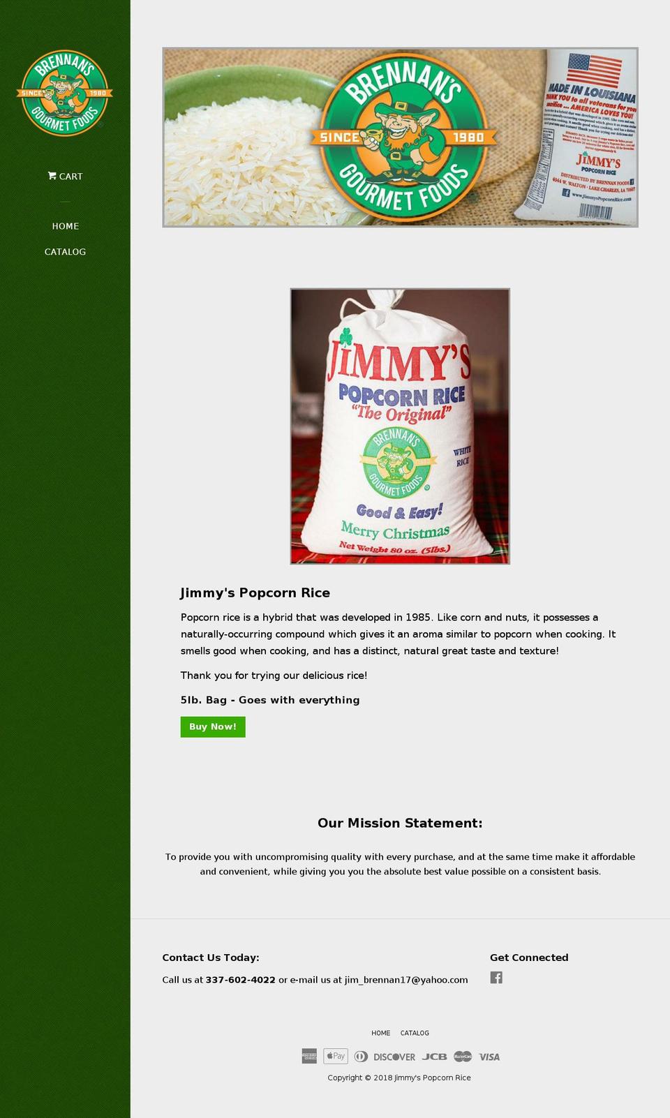 jimmyspopcornrice.com — Shopify storefront screenshot