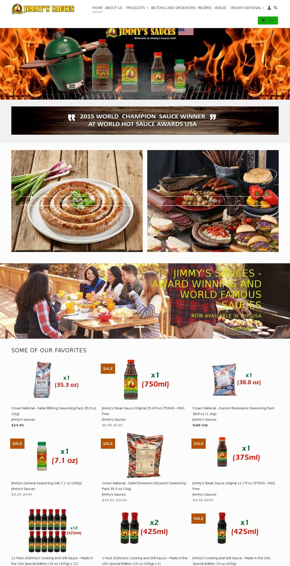 jimmyssaucesusa.com shopify website screenshot