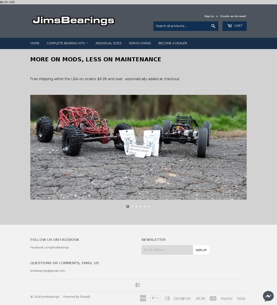 jimsbearings.com — Shopify storefront screenshot