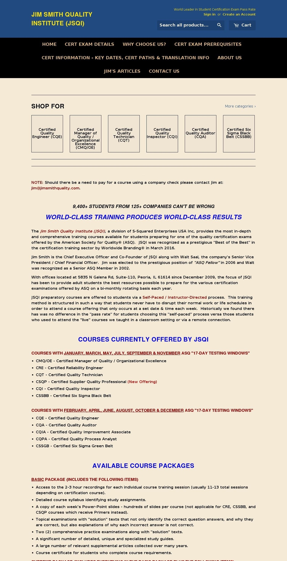 jimsmithquality.com — Shopify storefront screenshot
