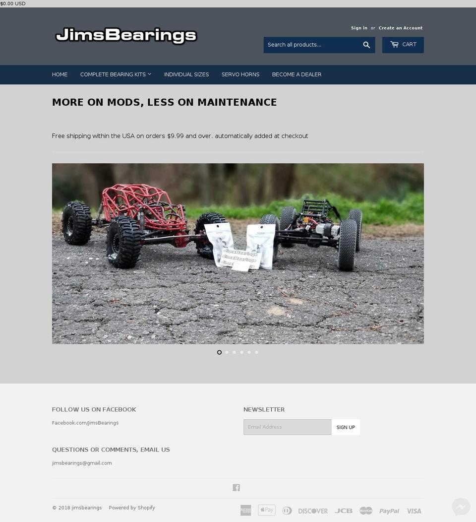 jimsrcbearings.com — Shopify storefront screenshot