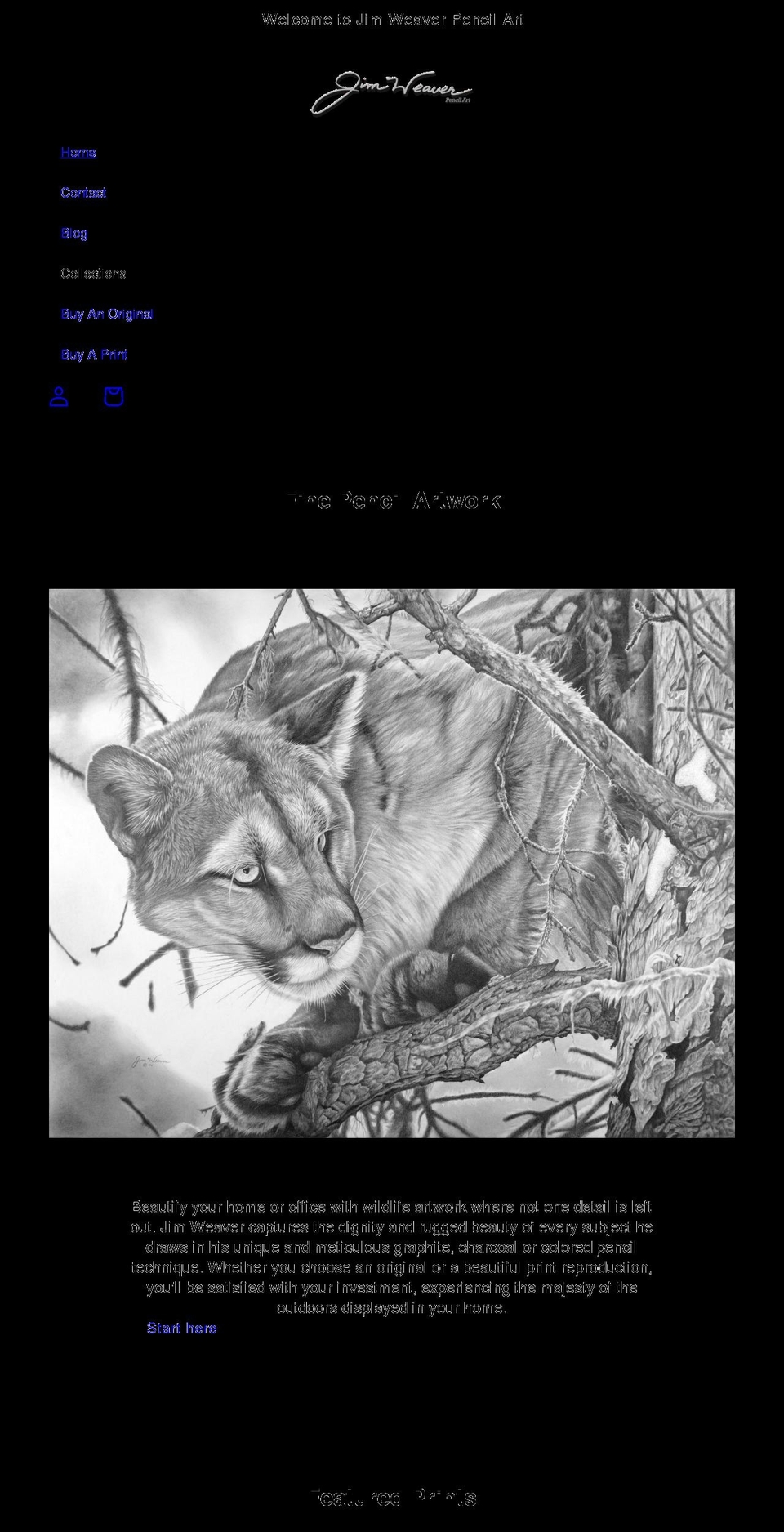 jimweaverpencilart.com — Shopify storefront screenshot