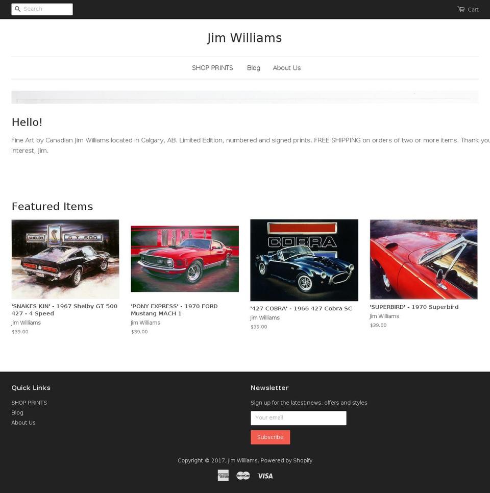 jimwilliamsartwork.com shopify website screenshot