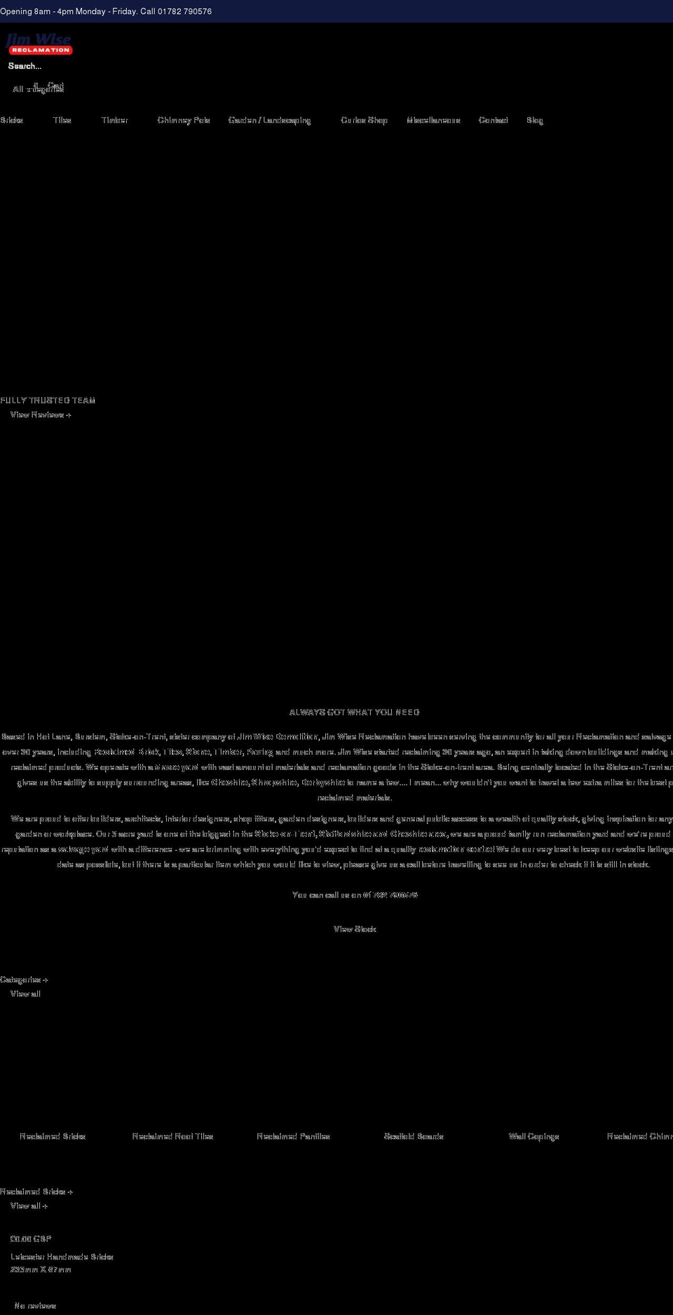 jimwisereclamation.co.uk shopify website screenshot
