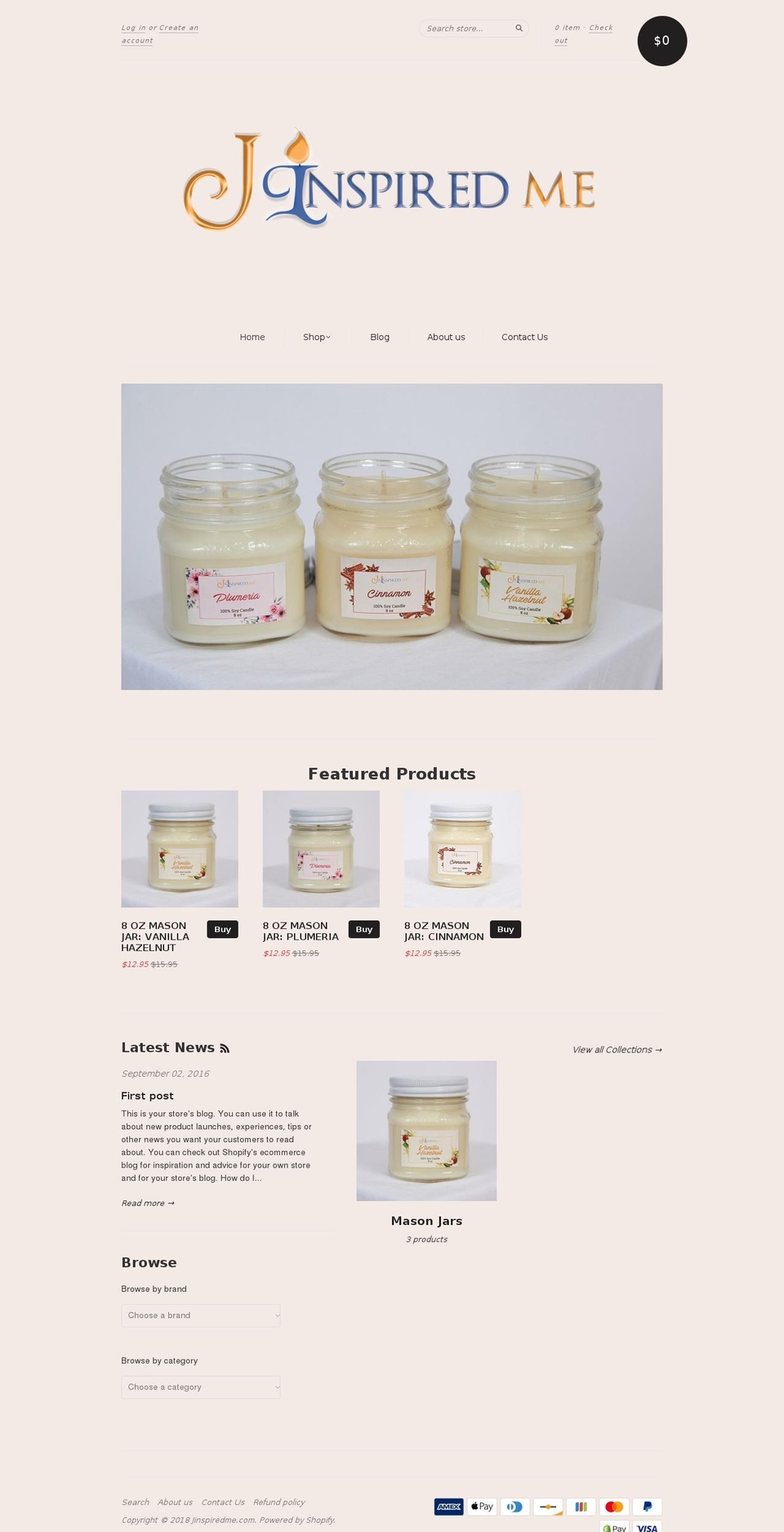 jinspiredme.com — Shopify storefront screenshot