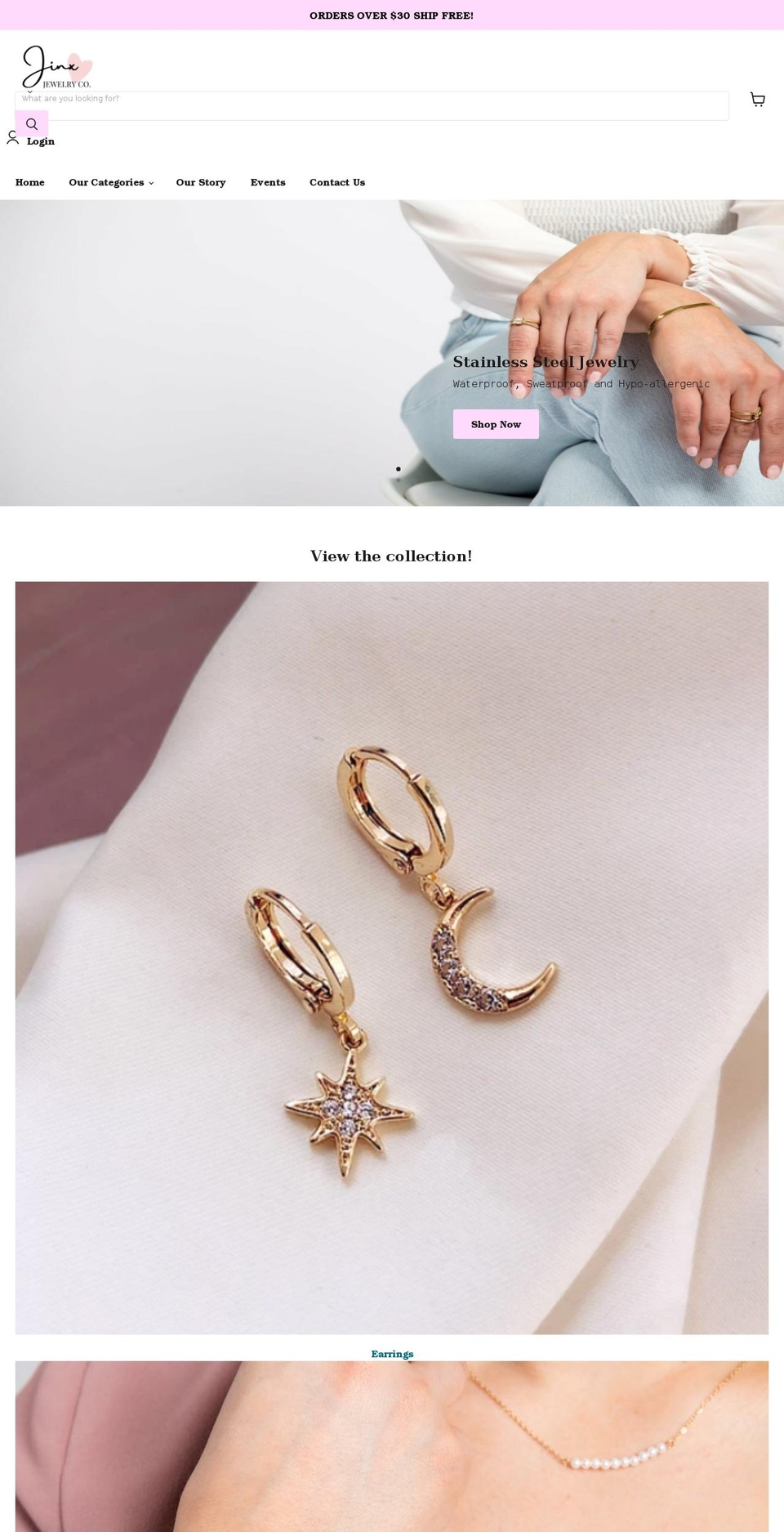 jinxjewelry.com shopify website screenshot
