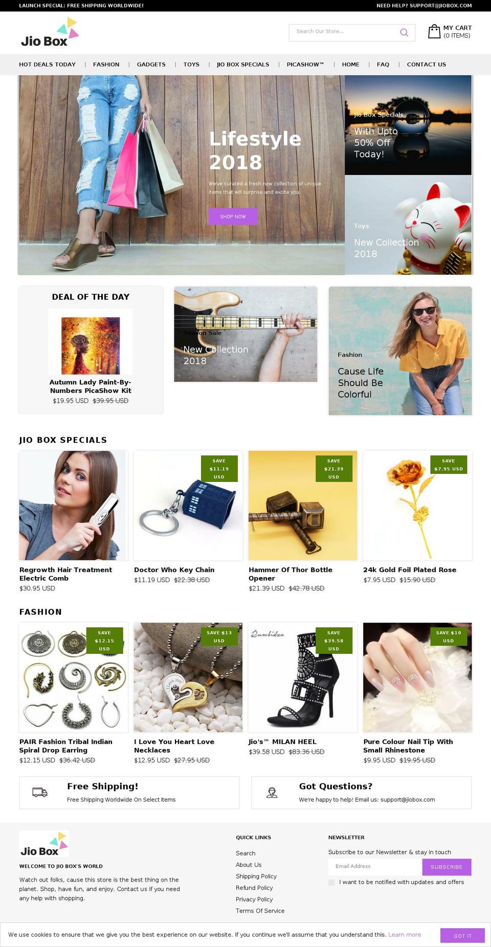 Drop Shopify theme site example jiobox.com