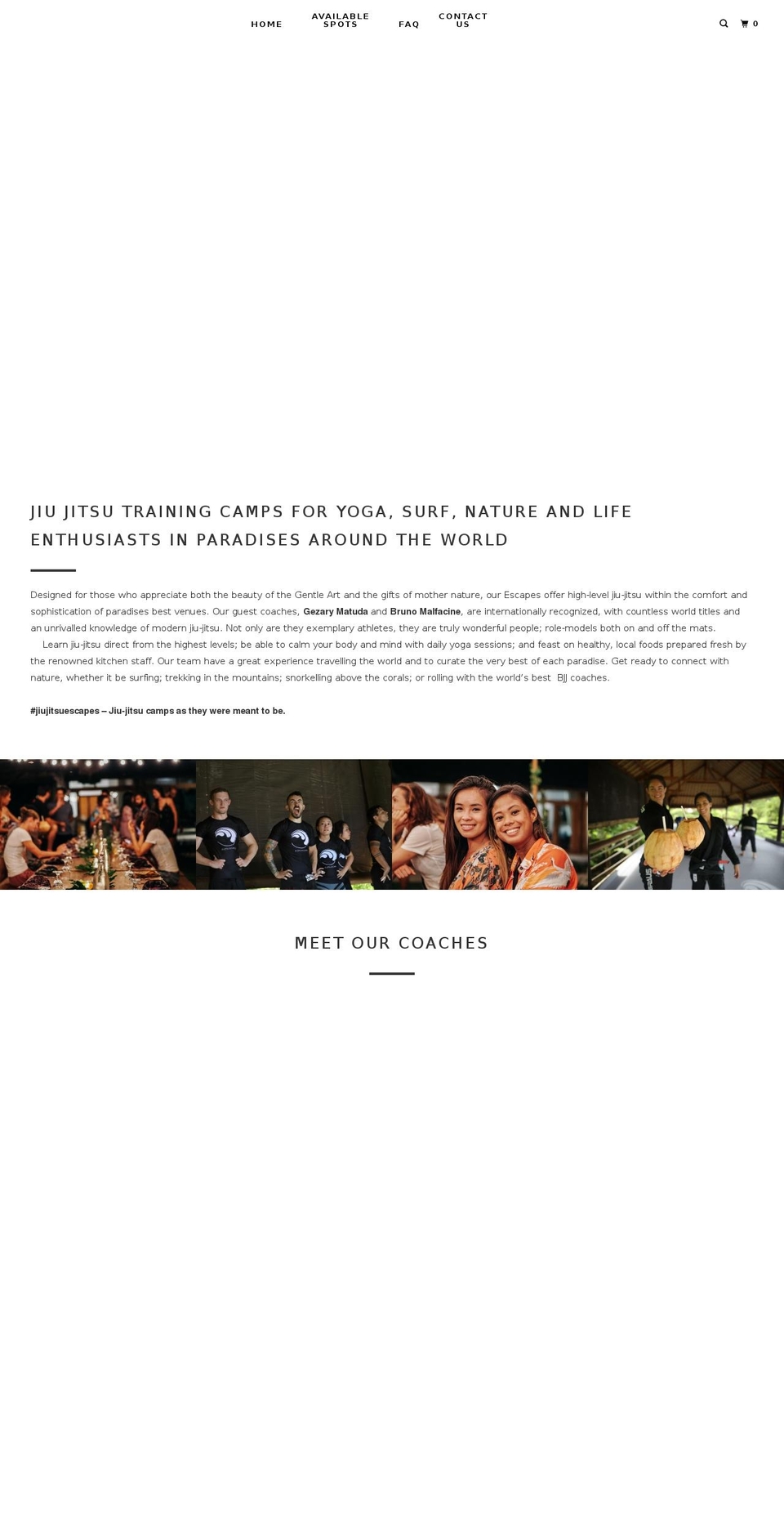 jiujitsuescapes.com shopify website screenshot