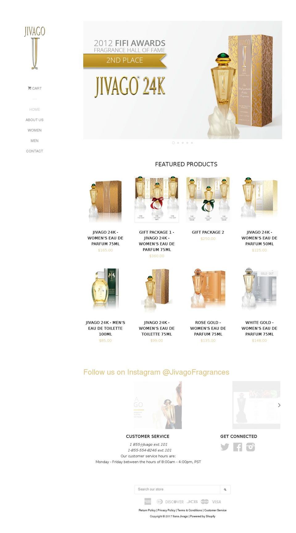 jivagofragrances.com shopify website screenshot