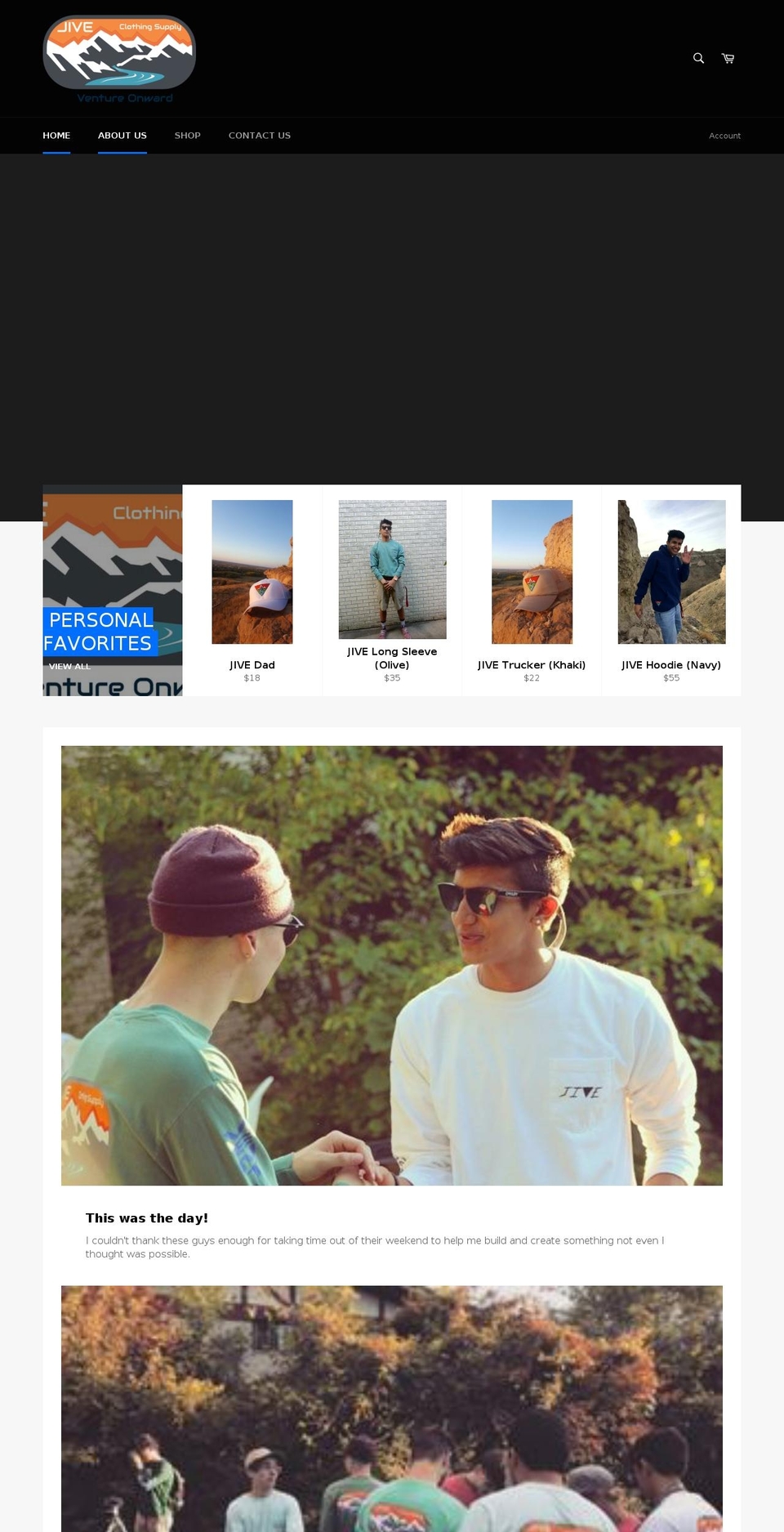 jiveclothingsupply.com — Shopify storefront screenshot