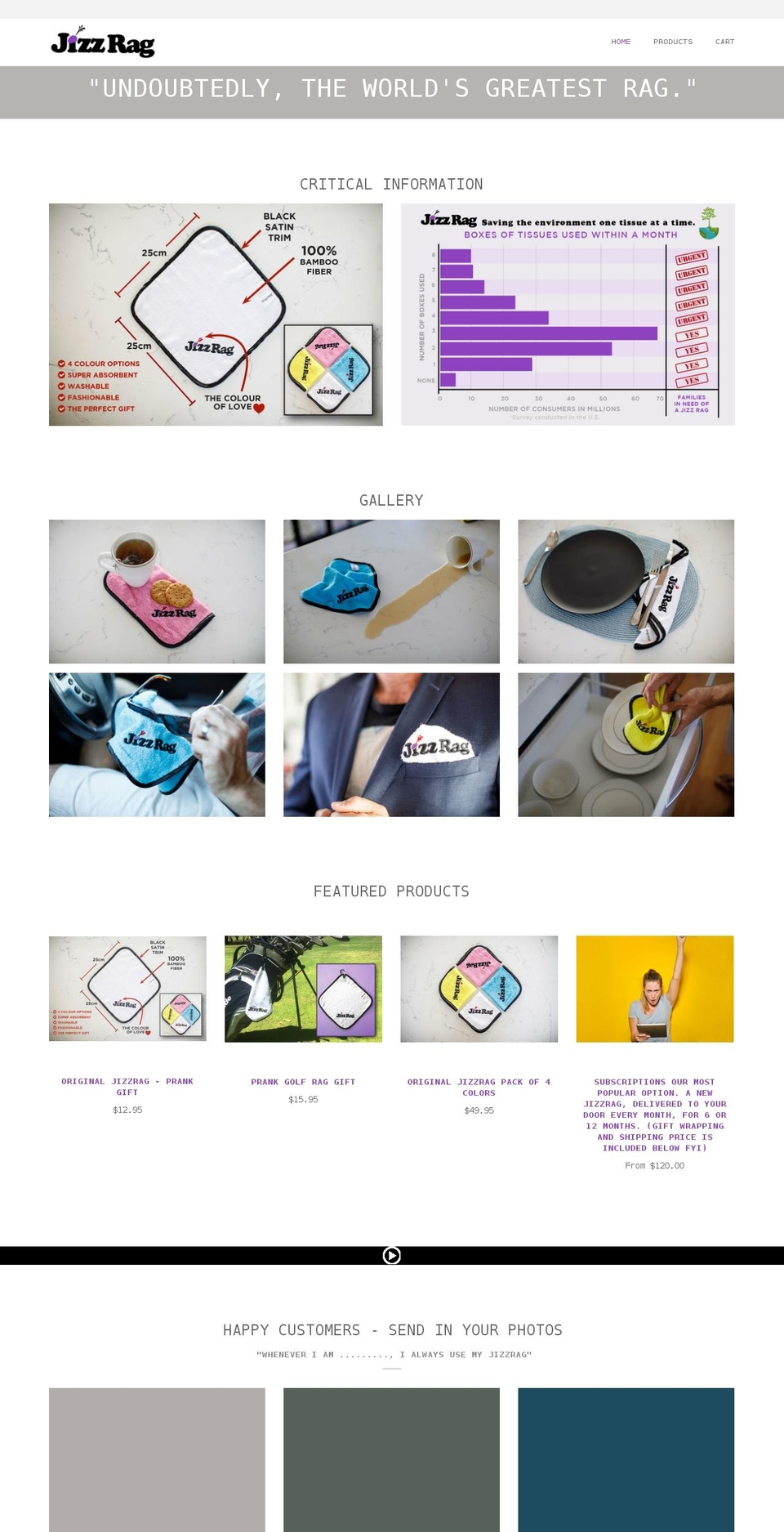 jizzrags.com shopify website screenshot