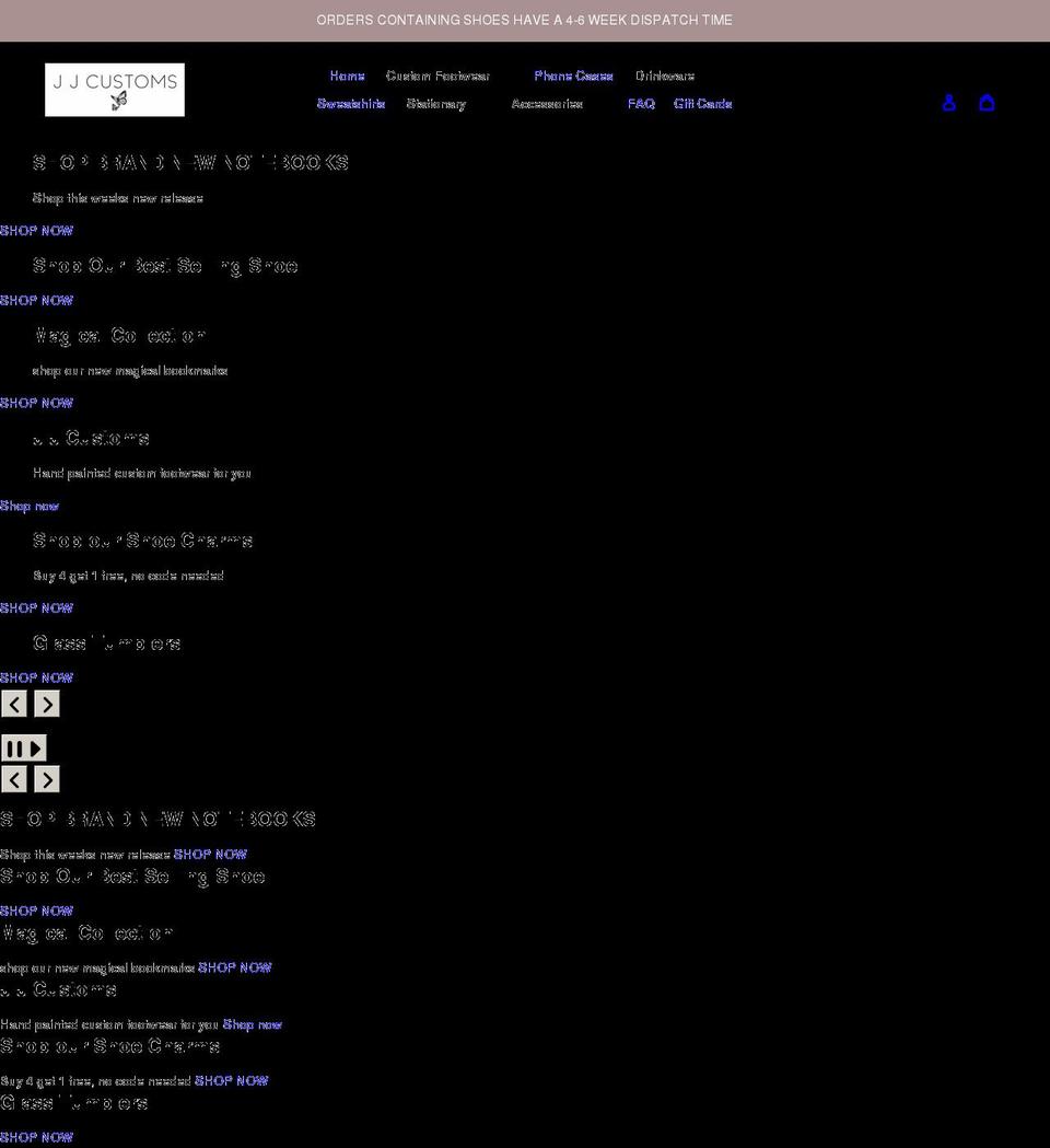 jj-customs.com shopify website screenshot
