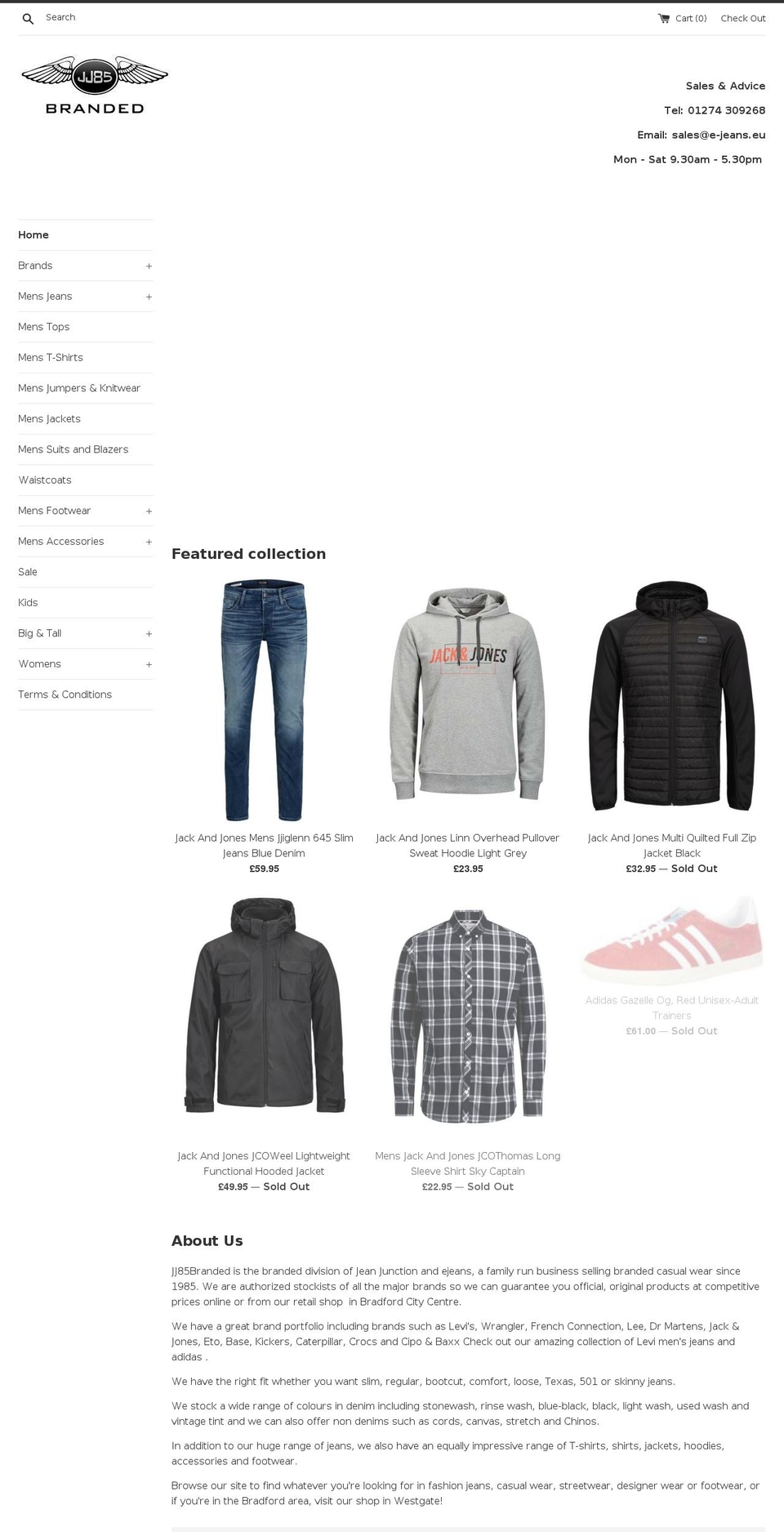 jj85branded.co.uk shopify website screenshot