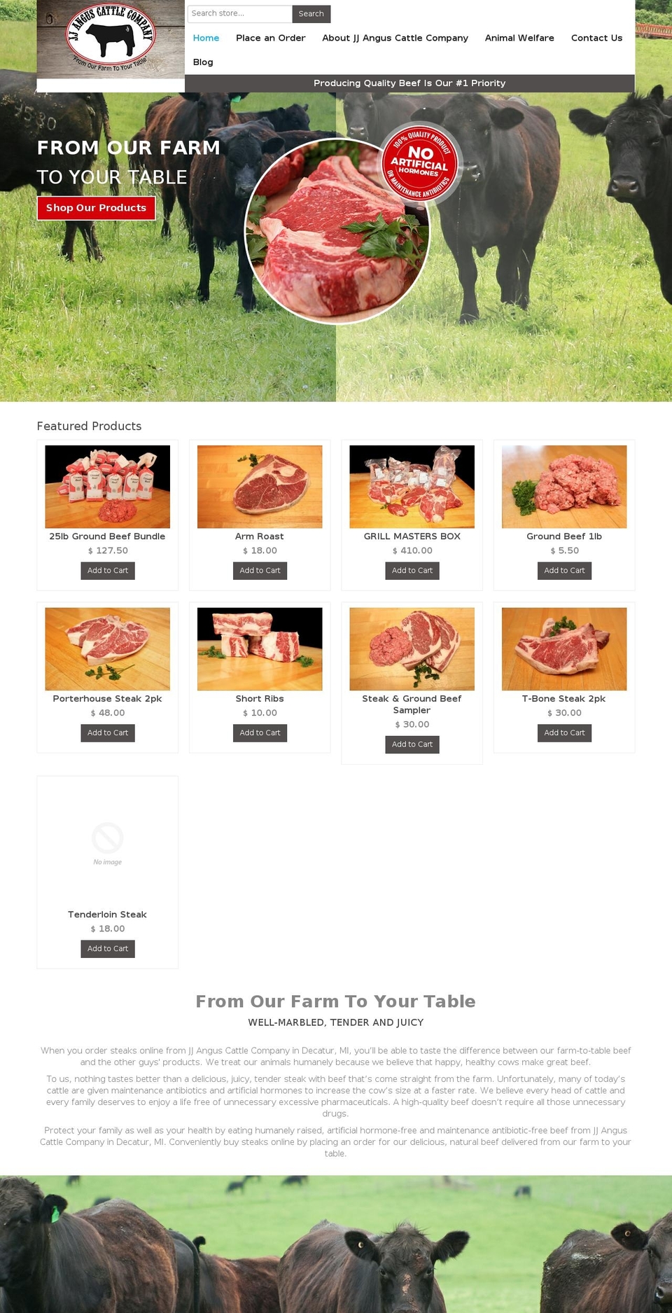 jjanguscattlecompany.com shopify website screenshot