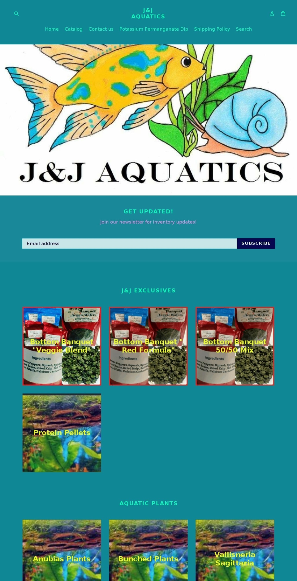 jjaquatics.com shopify website screenshot