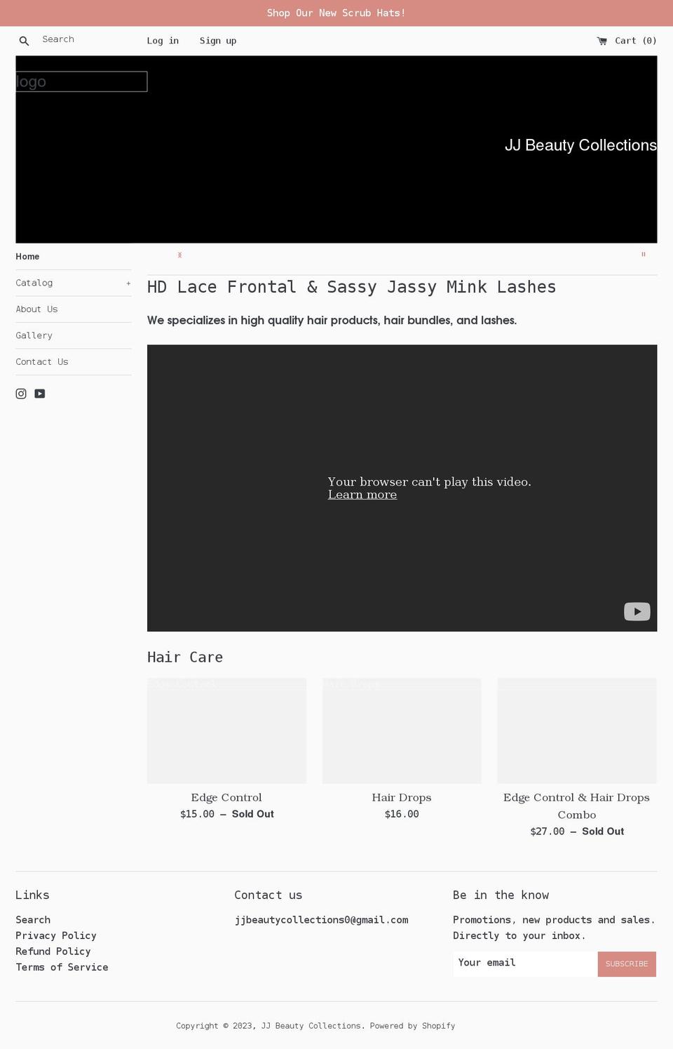 jjbeautycollections.com shopify website screenshot