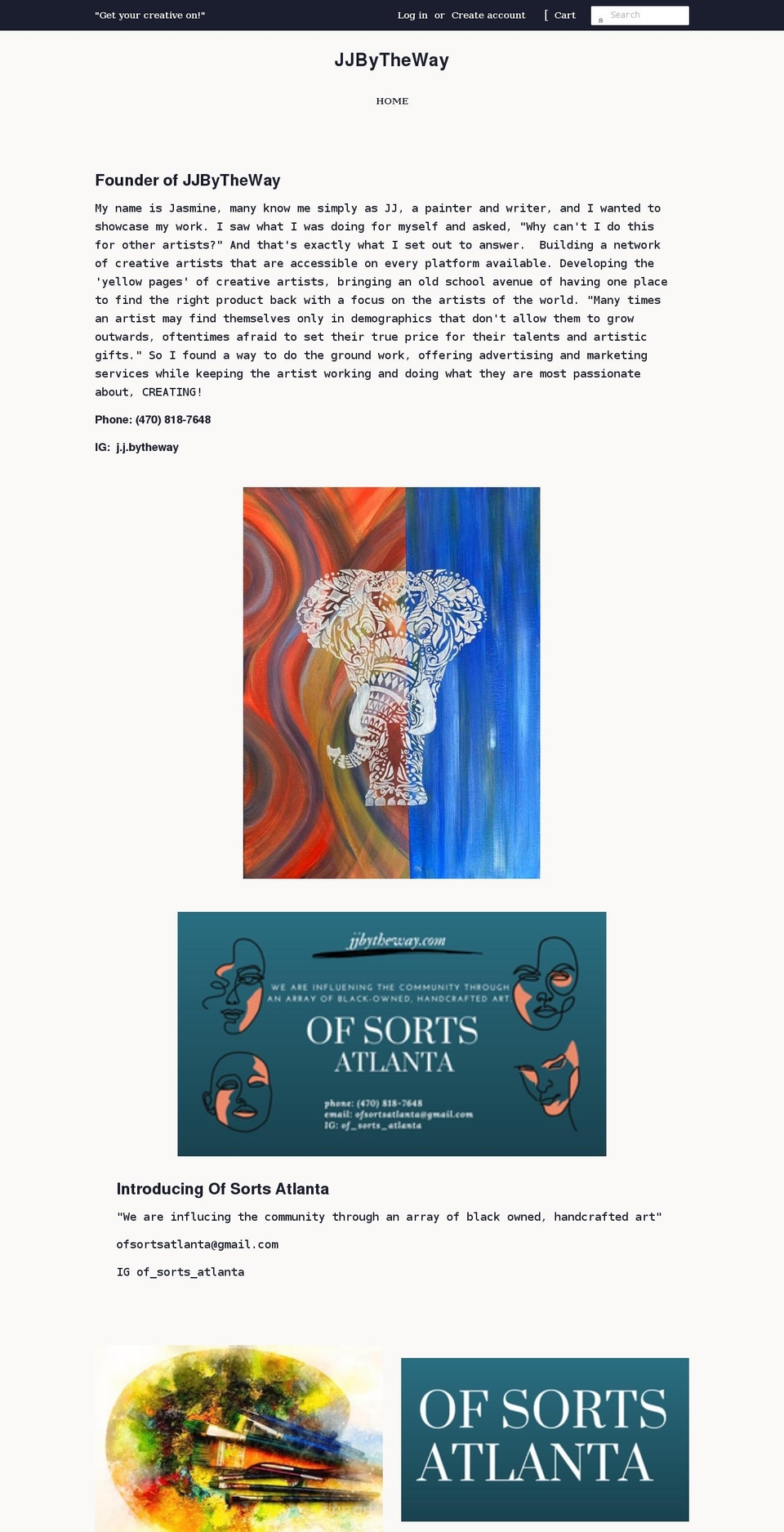 jjbytheway.com shopify website screenshot