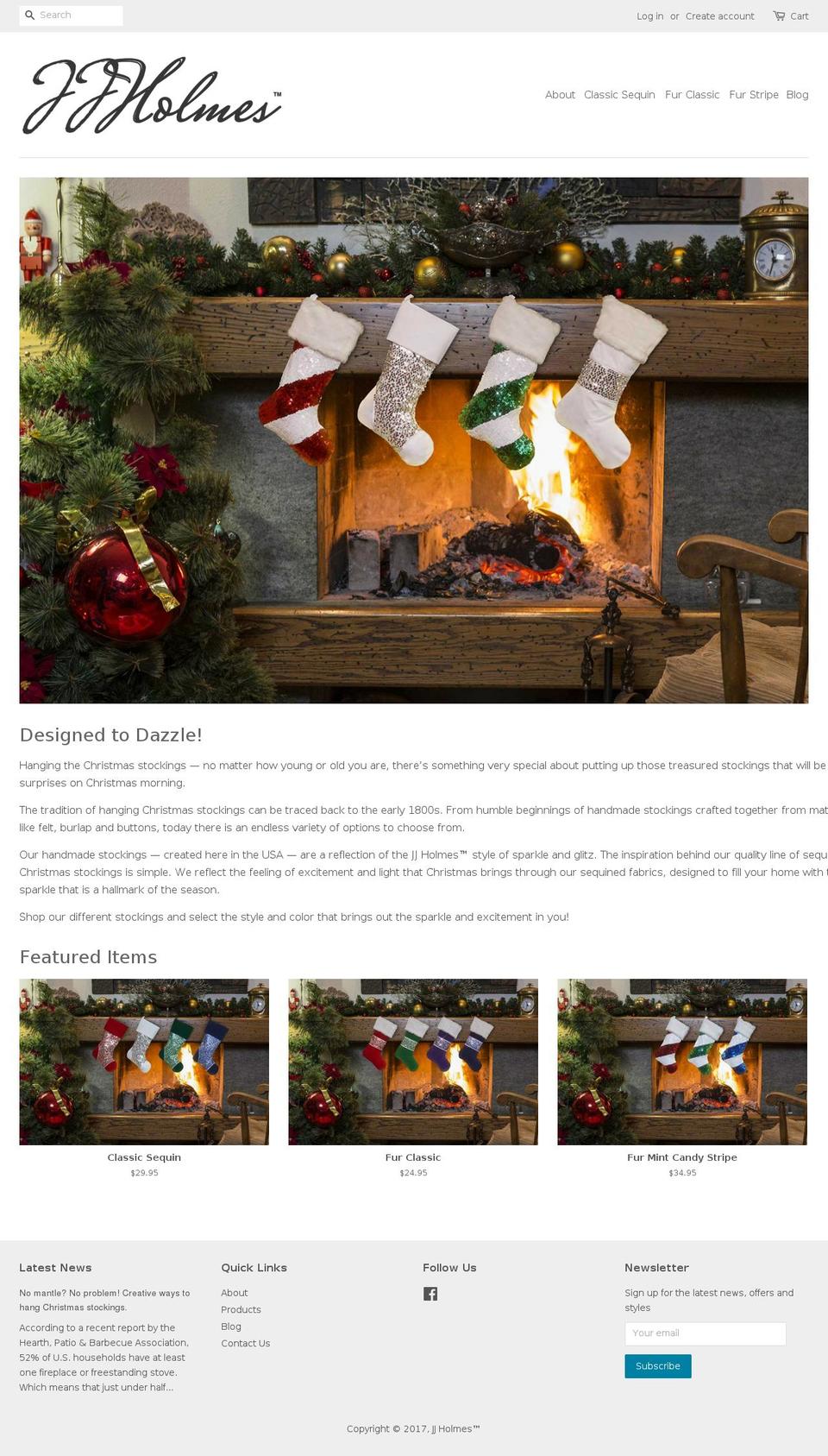 jjholmes.com shopify website screenshot