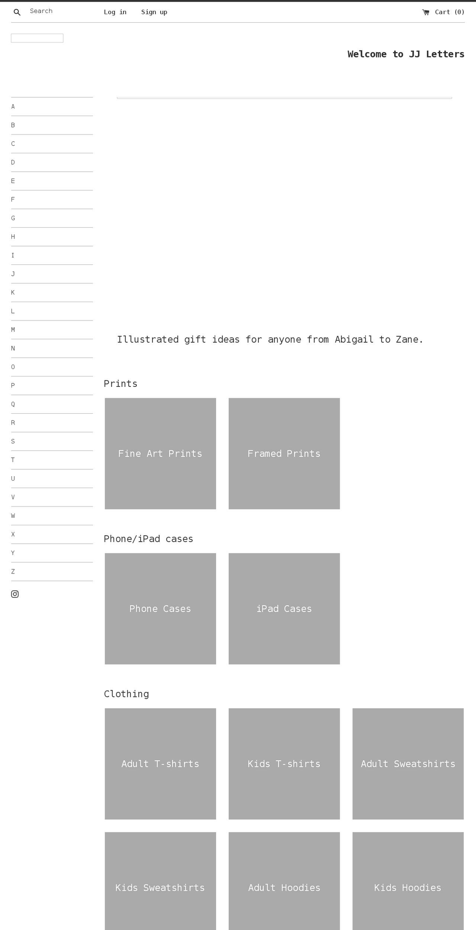 jjletters.co.uk shopify website screenshot